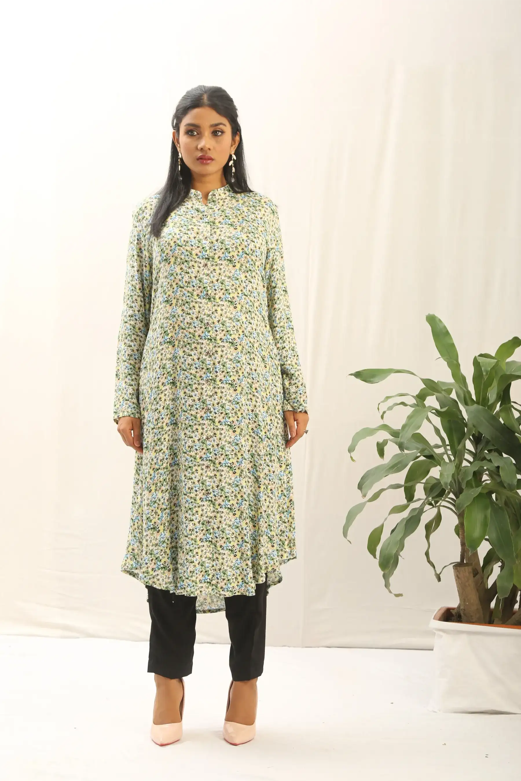 Casual shirt Floral - GREEN
