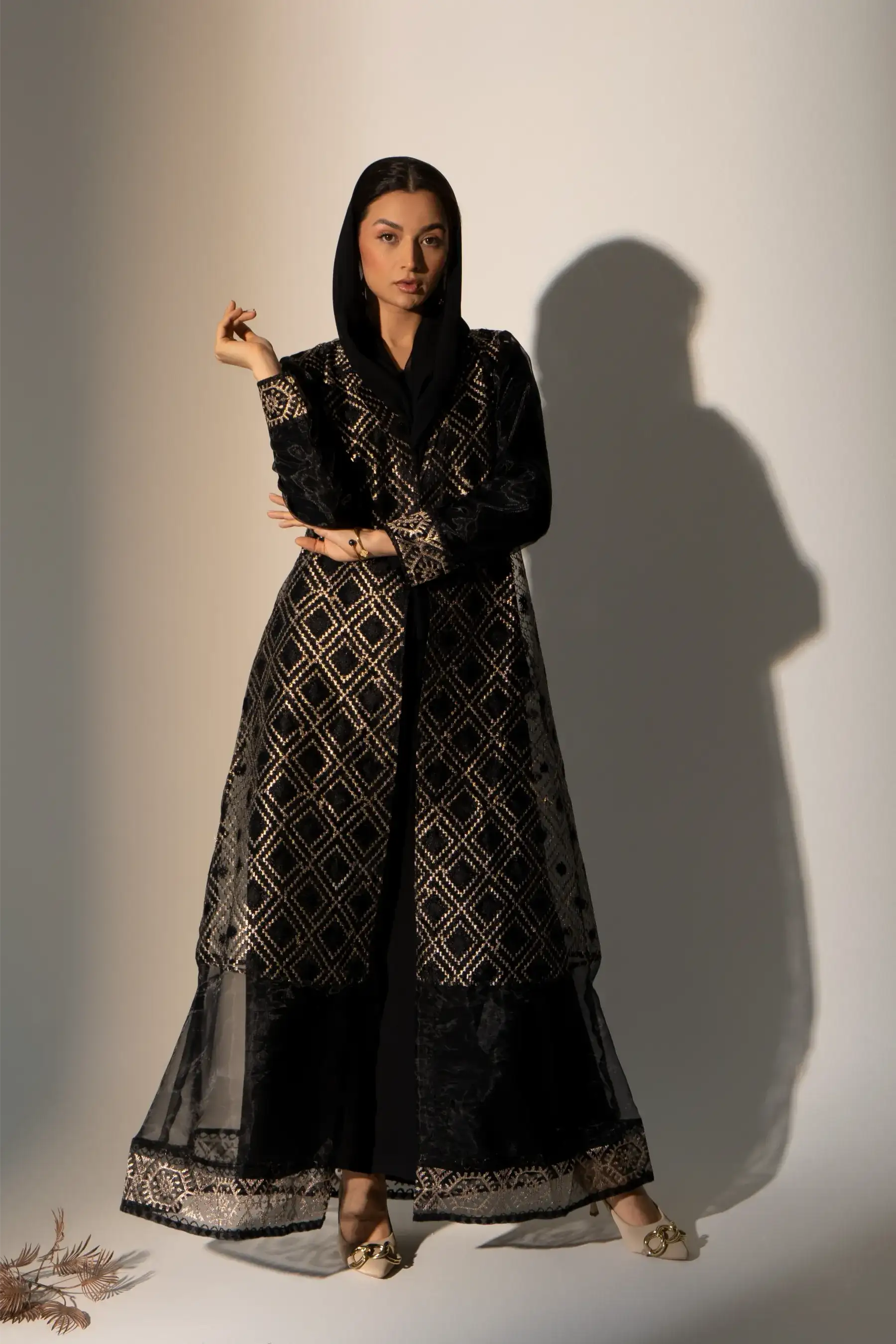 Aztec Long Jacket - Black