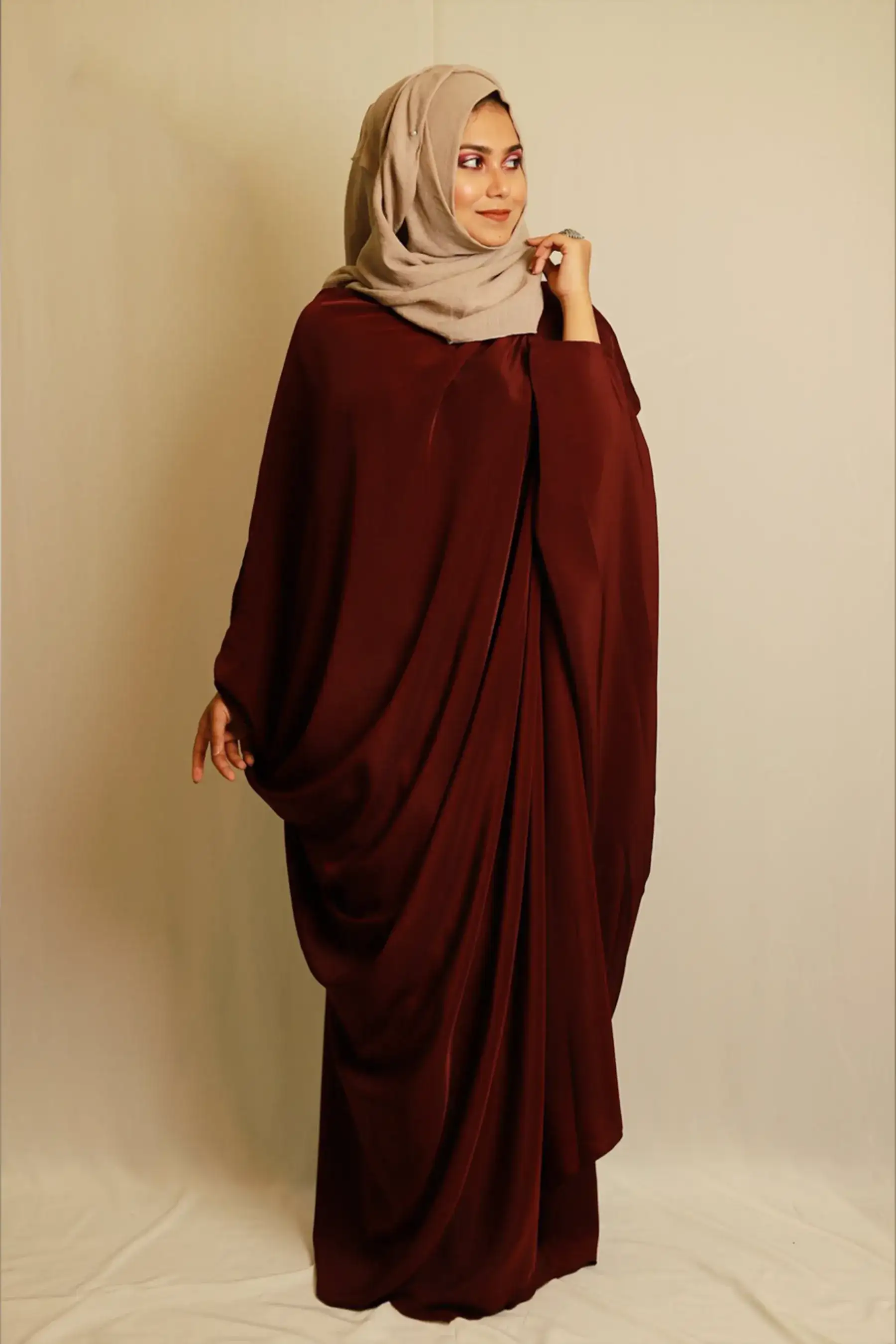 Solid Roman Abaya - MAROON