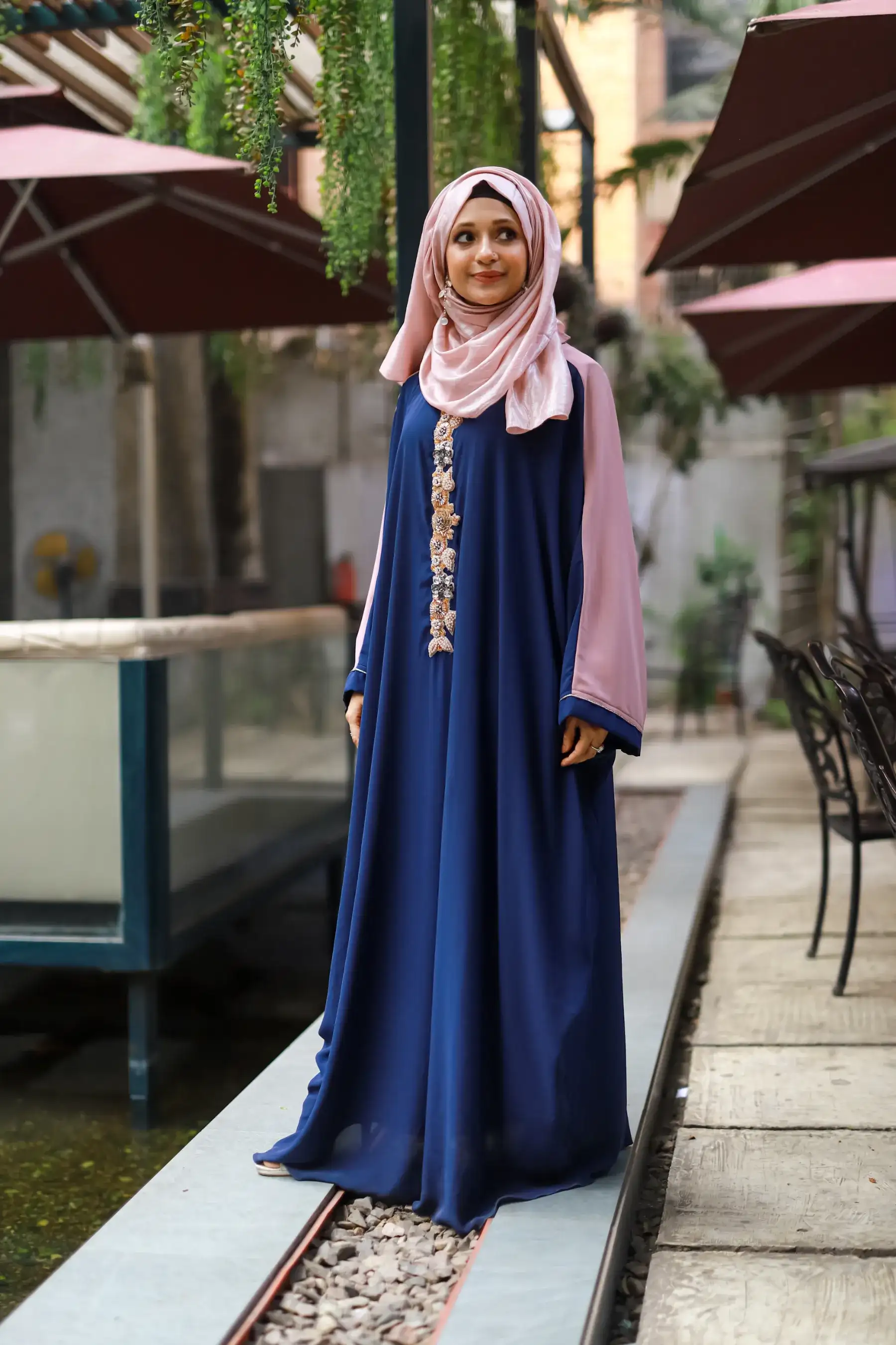 Exclusive Beadsy Abaya-Blue