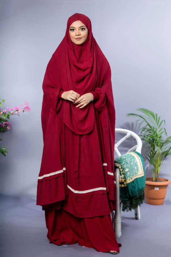 Lace Khimar – Maroon