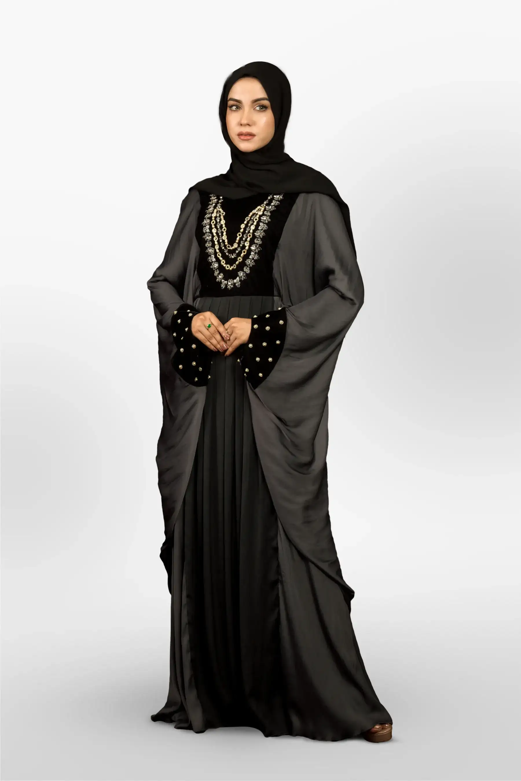 Jewelry Abaya – Grey