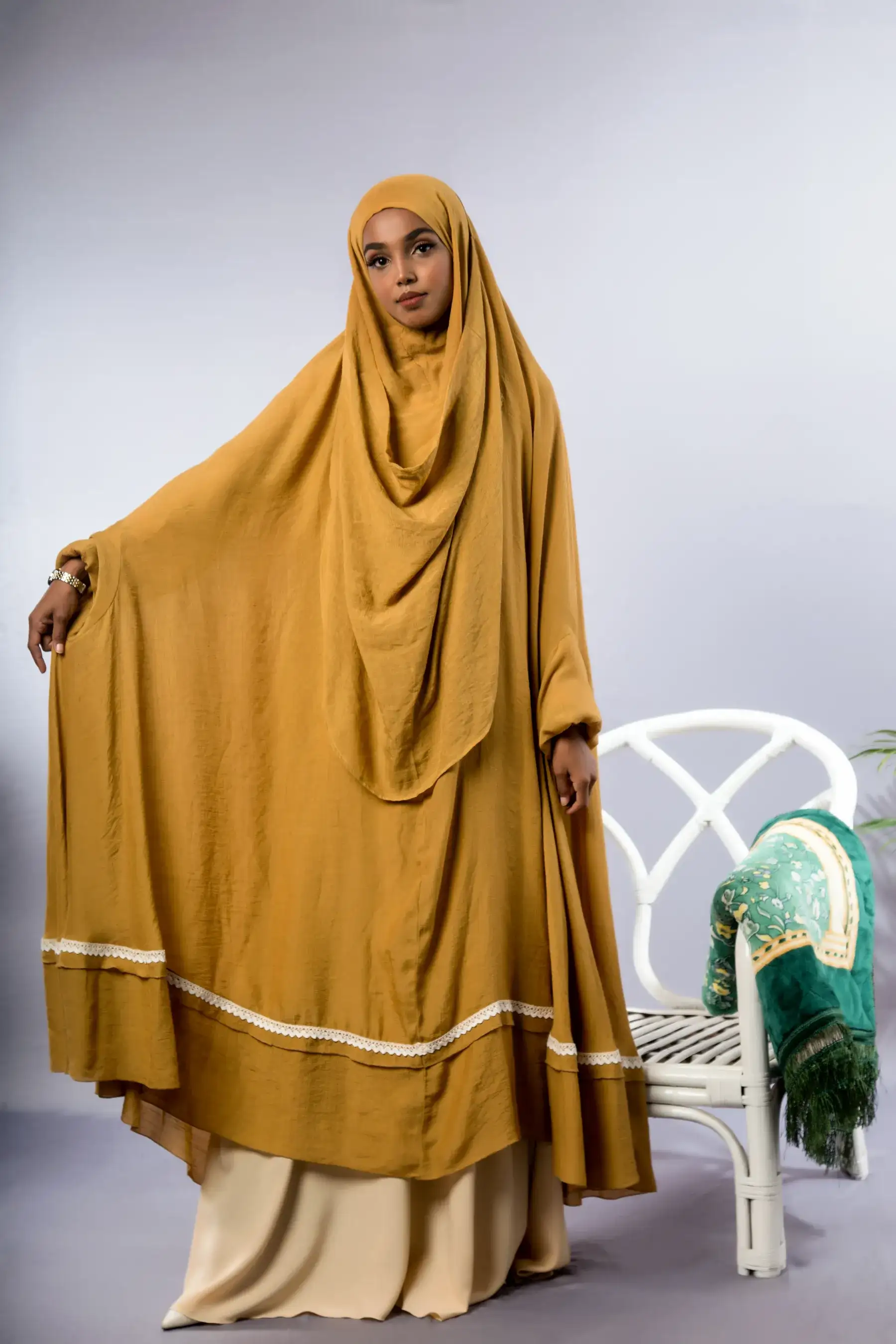 Lace Khimar – Mustard