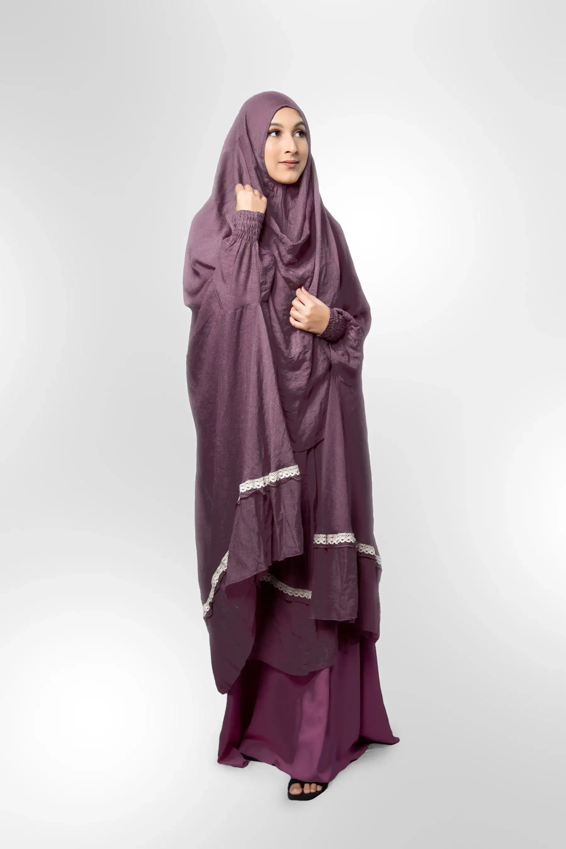 Lace Khimar - Pale Mauve