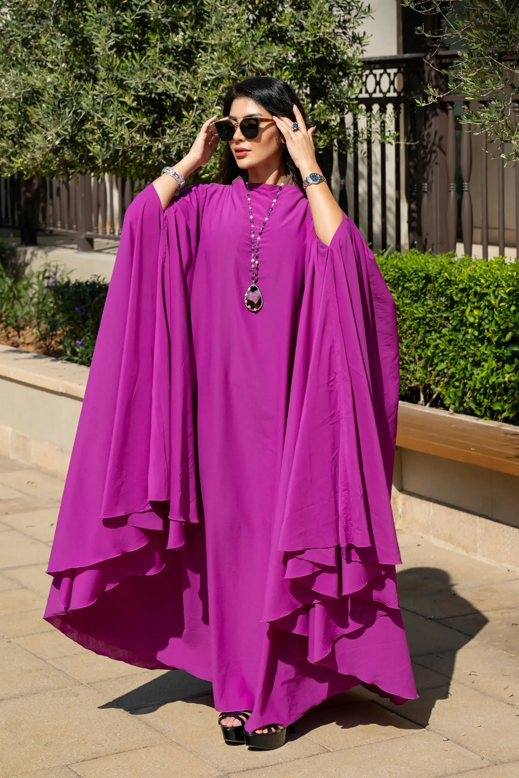 SOLID Cape Gown - Mulberry