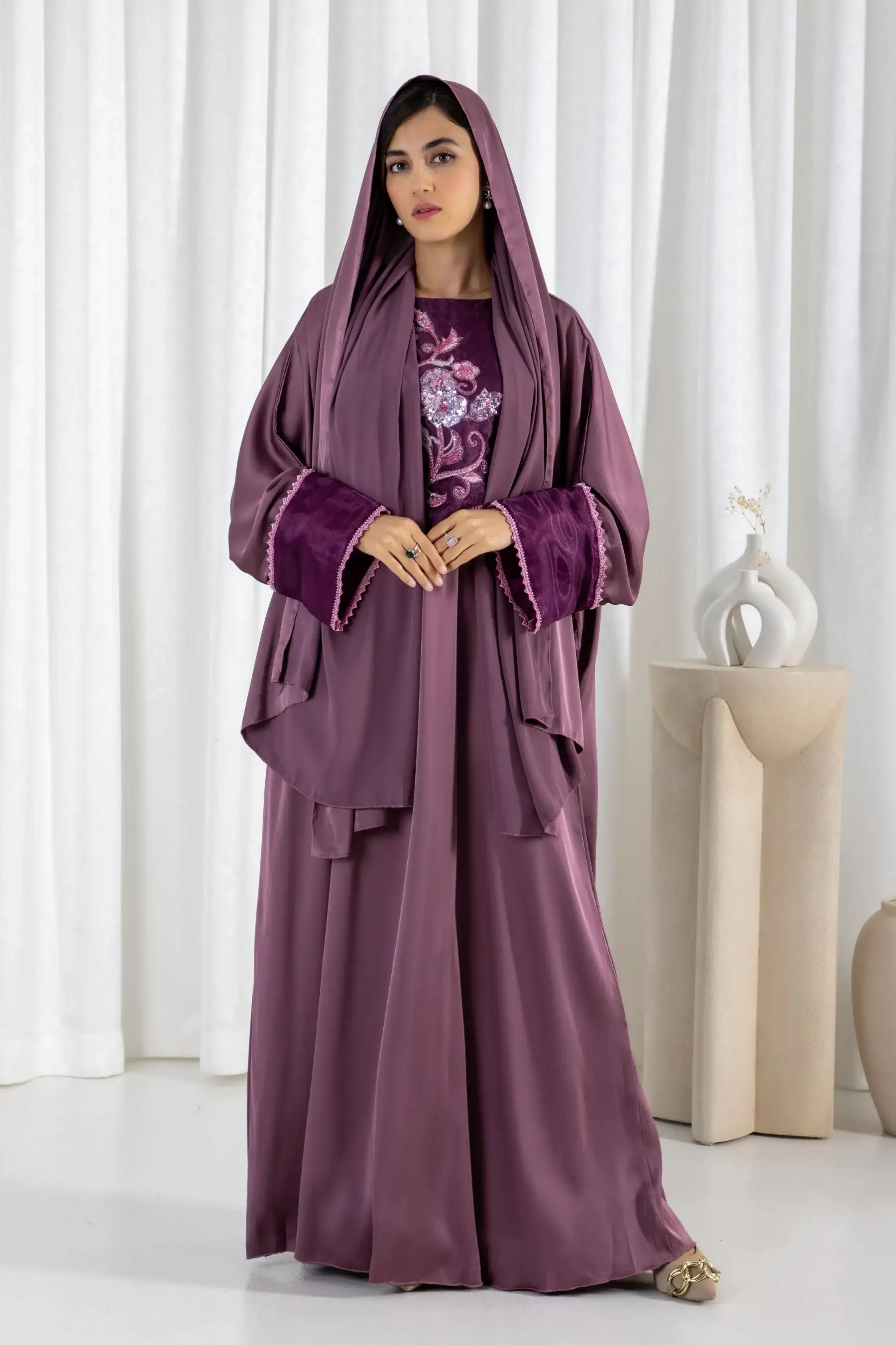 Rose ABAYA SET- Mauve taupe