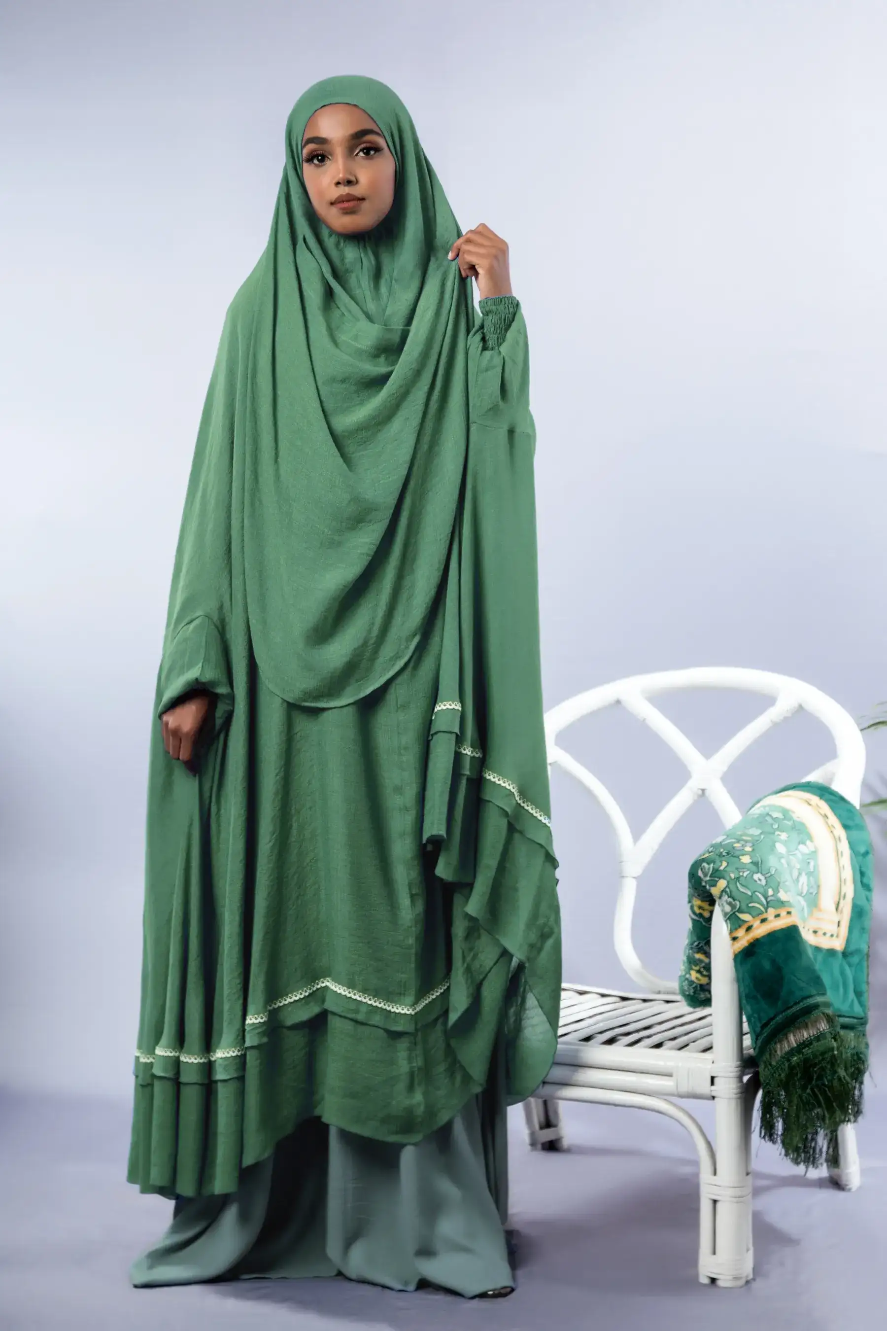 Lace Khimar - Sage Green
