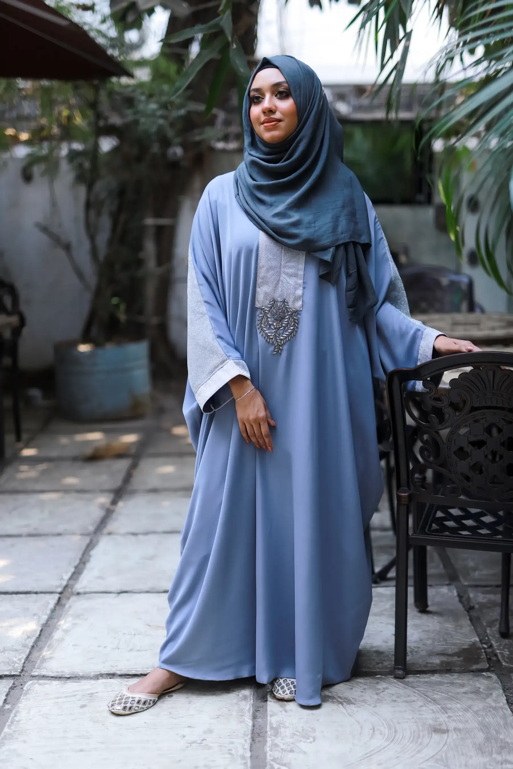Moonlight Batwing Abaya-GREY