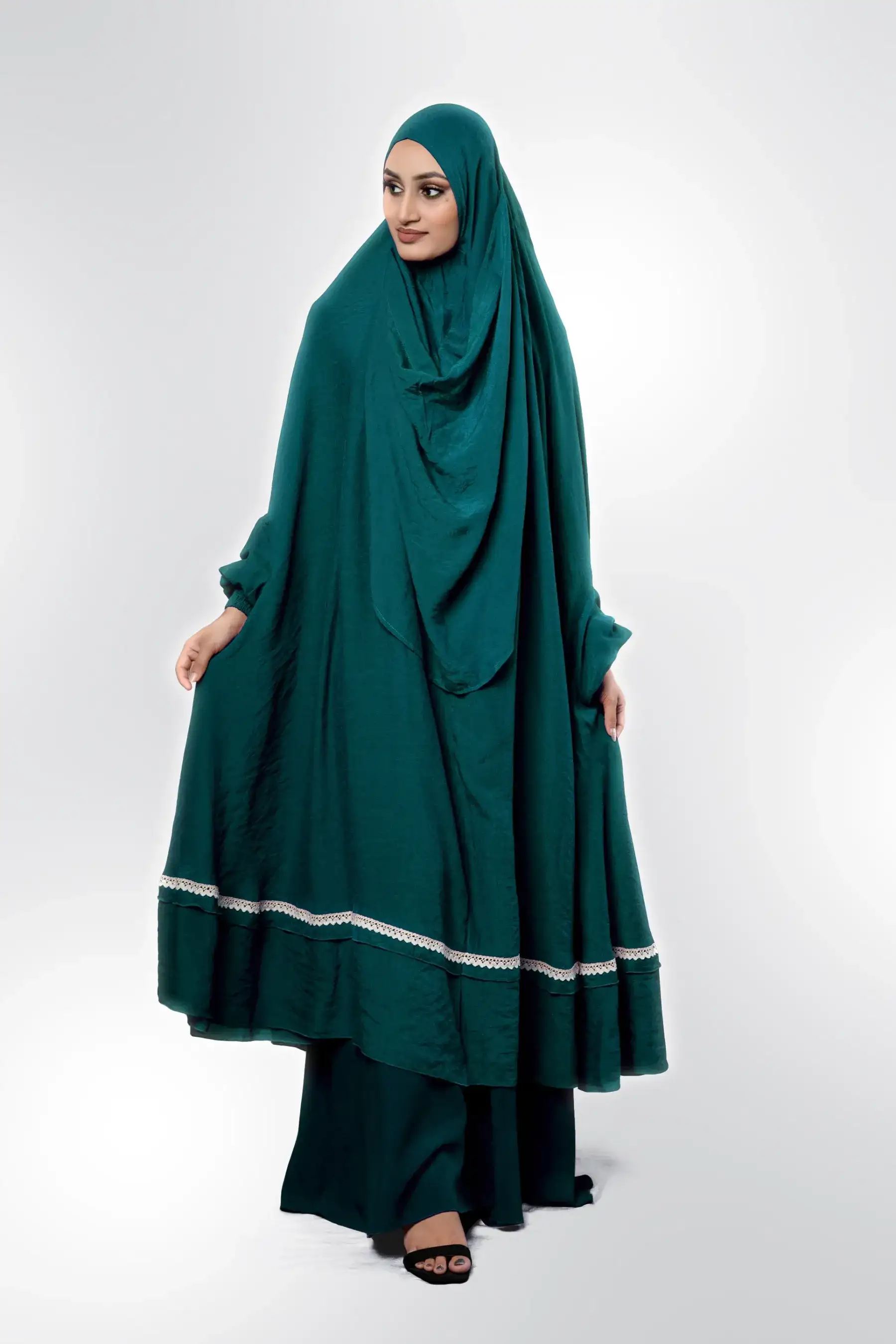 Lace Khimar - Slate Blue