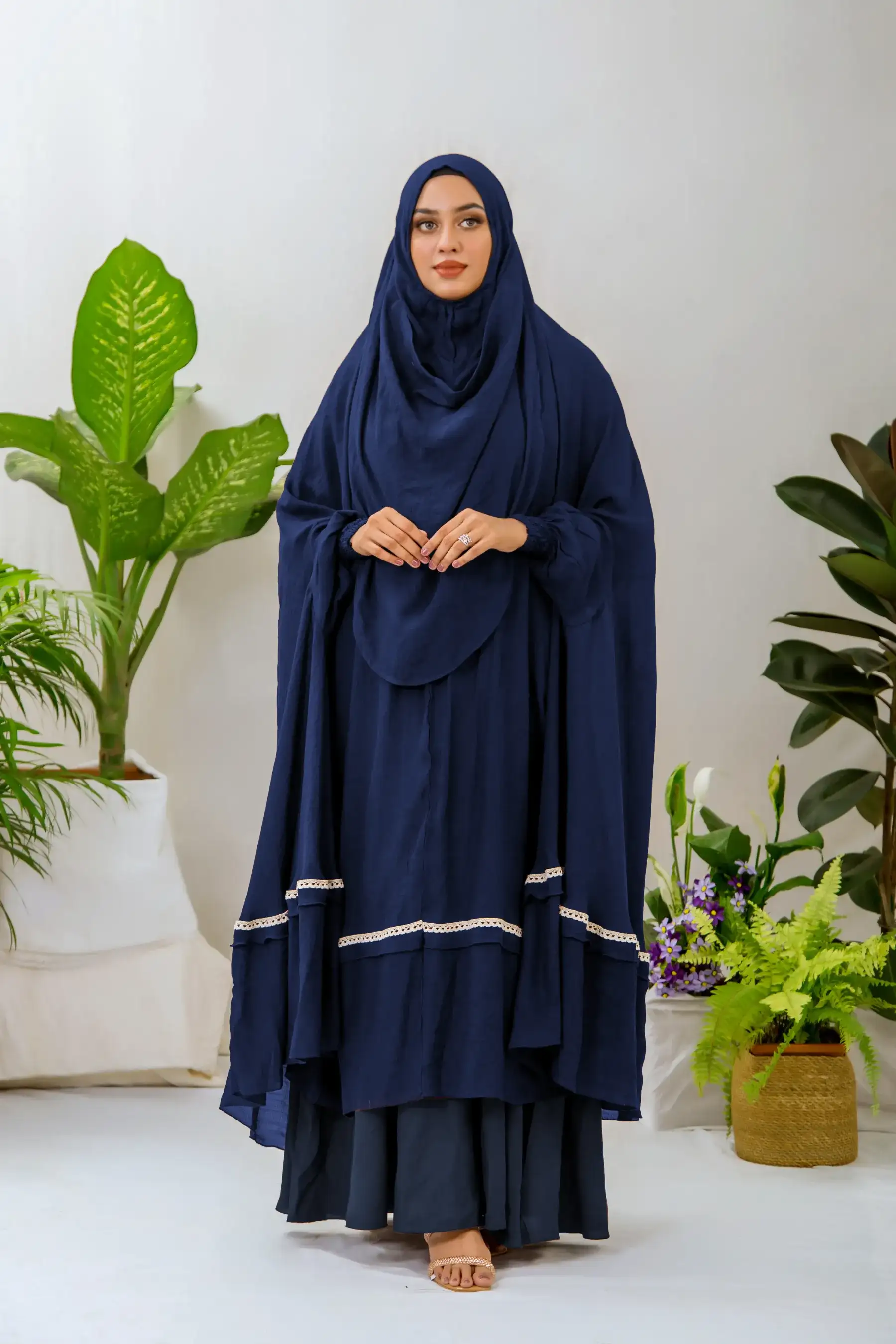 Lace Khimar - Navy