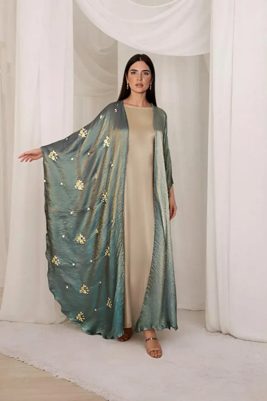 Airish Knot Abaya - Cyan blue