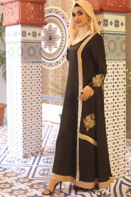 Classic Symmetric Abaya- Gold