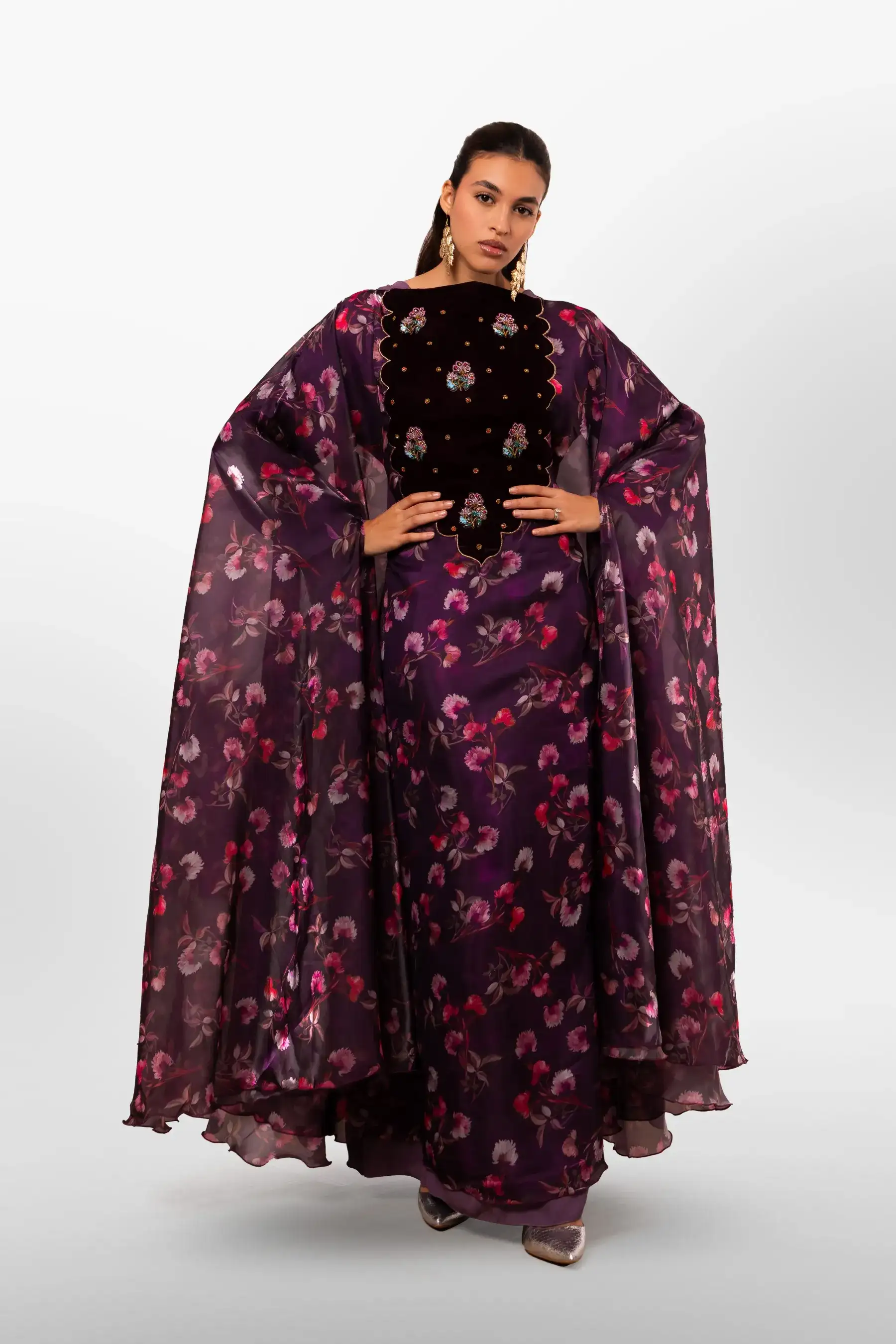 Hymn Cape Gown - Burgundy