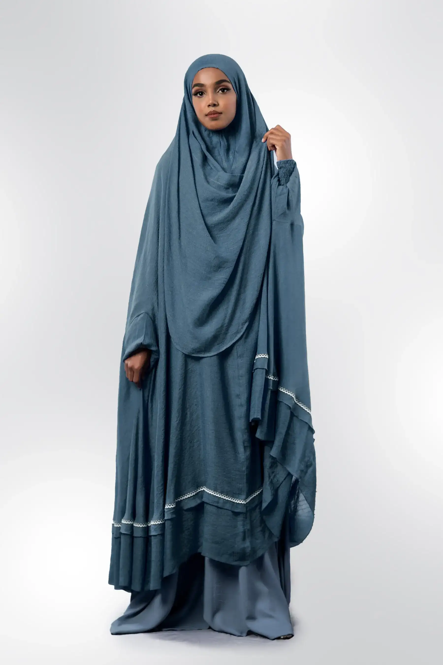 Lace Khimar - Steel Blue