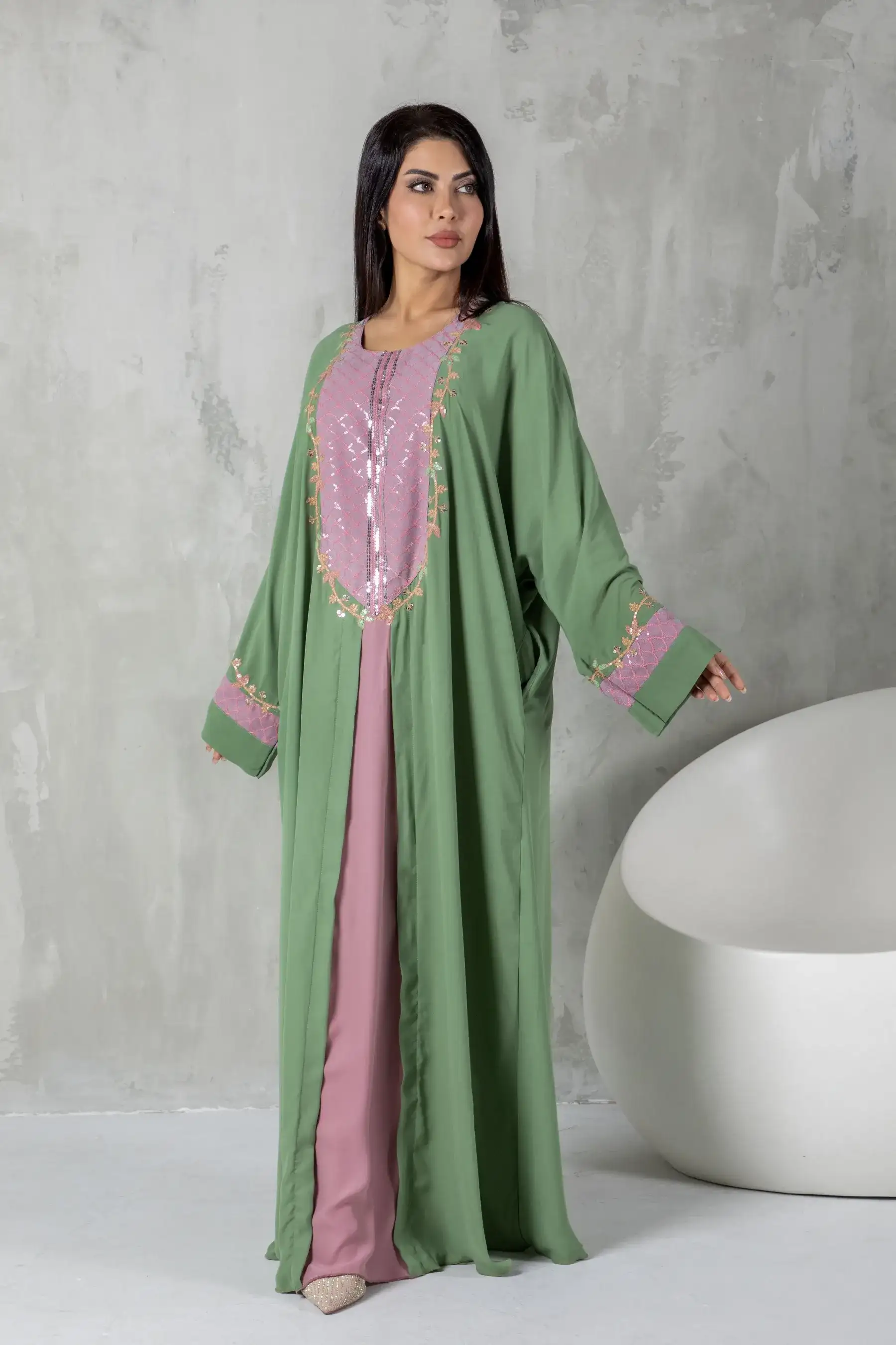 Creeper Layer Abaya – Lemon