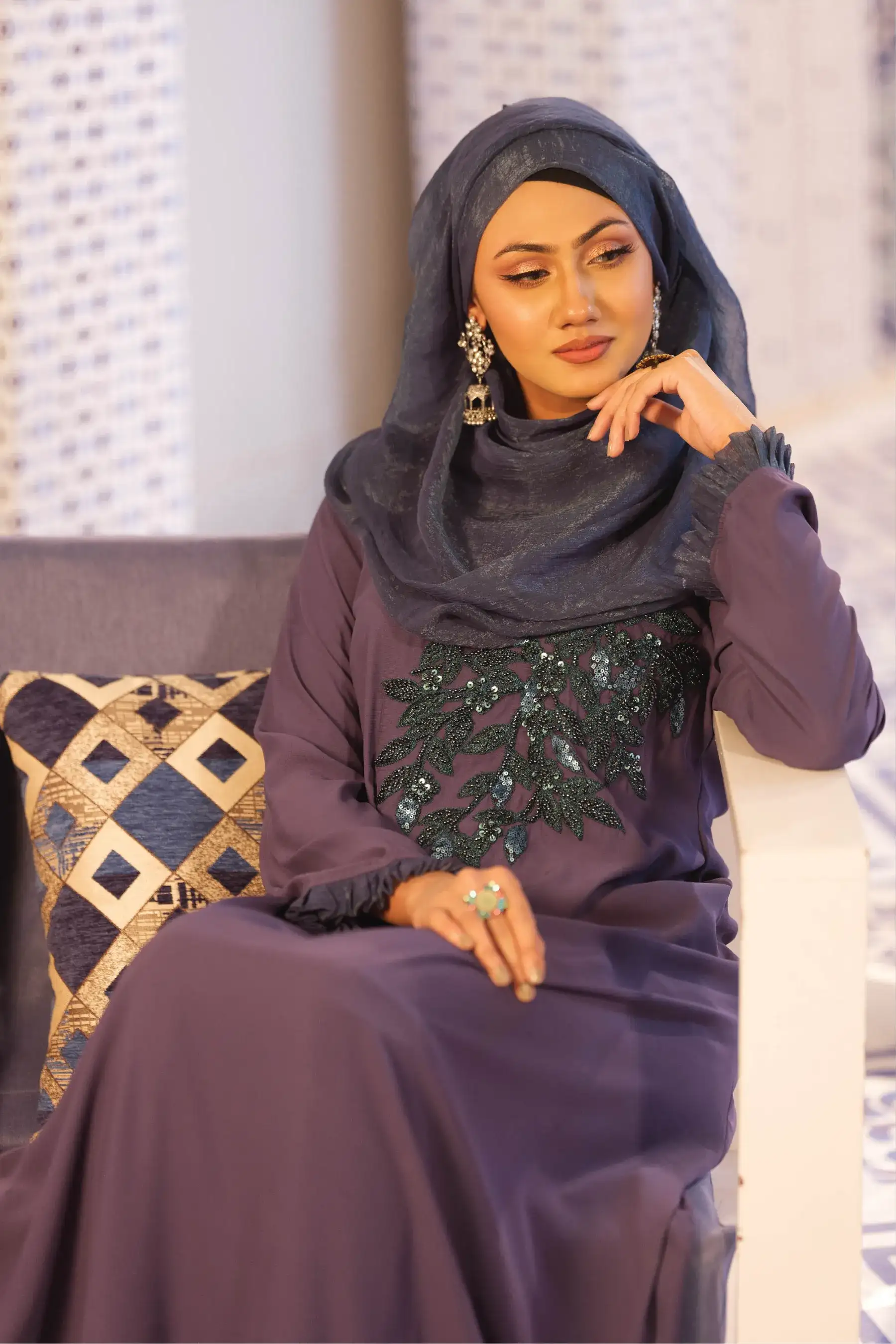 Filigree Abaya - BLUE