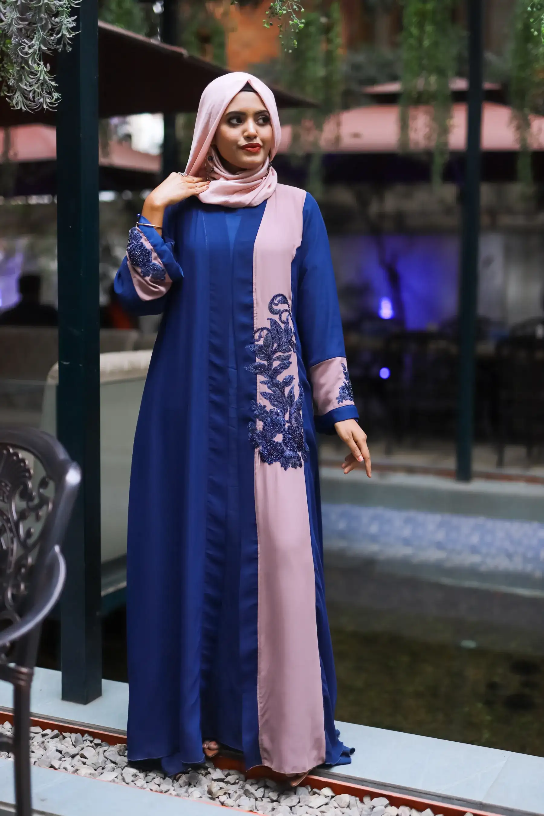 Exclusive Duo Crome EMB Kimono - NAVY