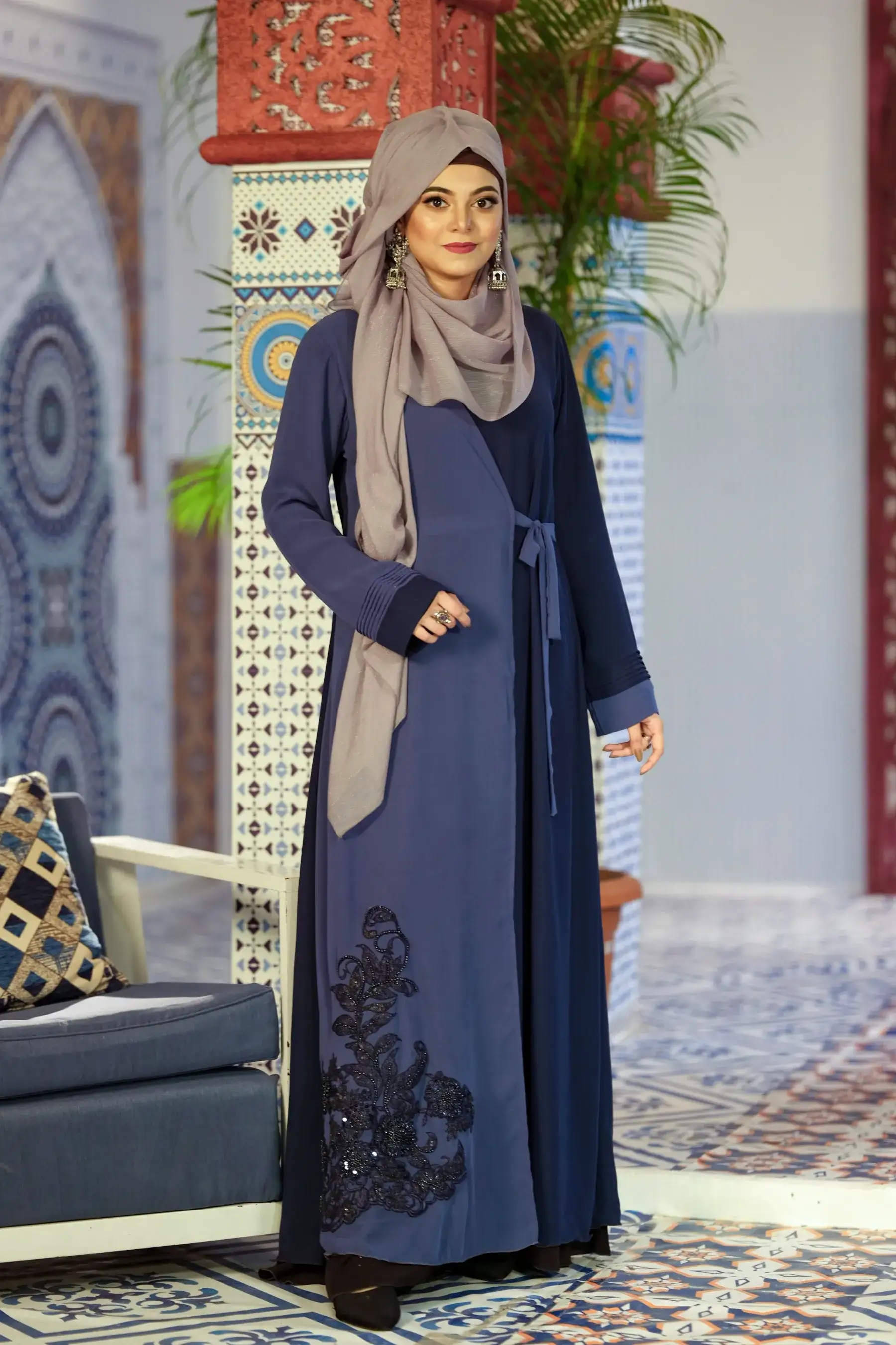 Robe Abaya Duo chrome - BLUE