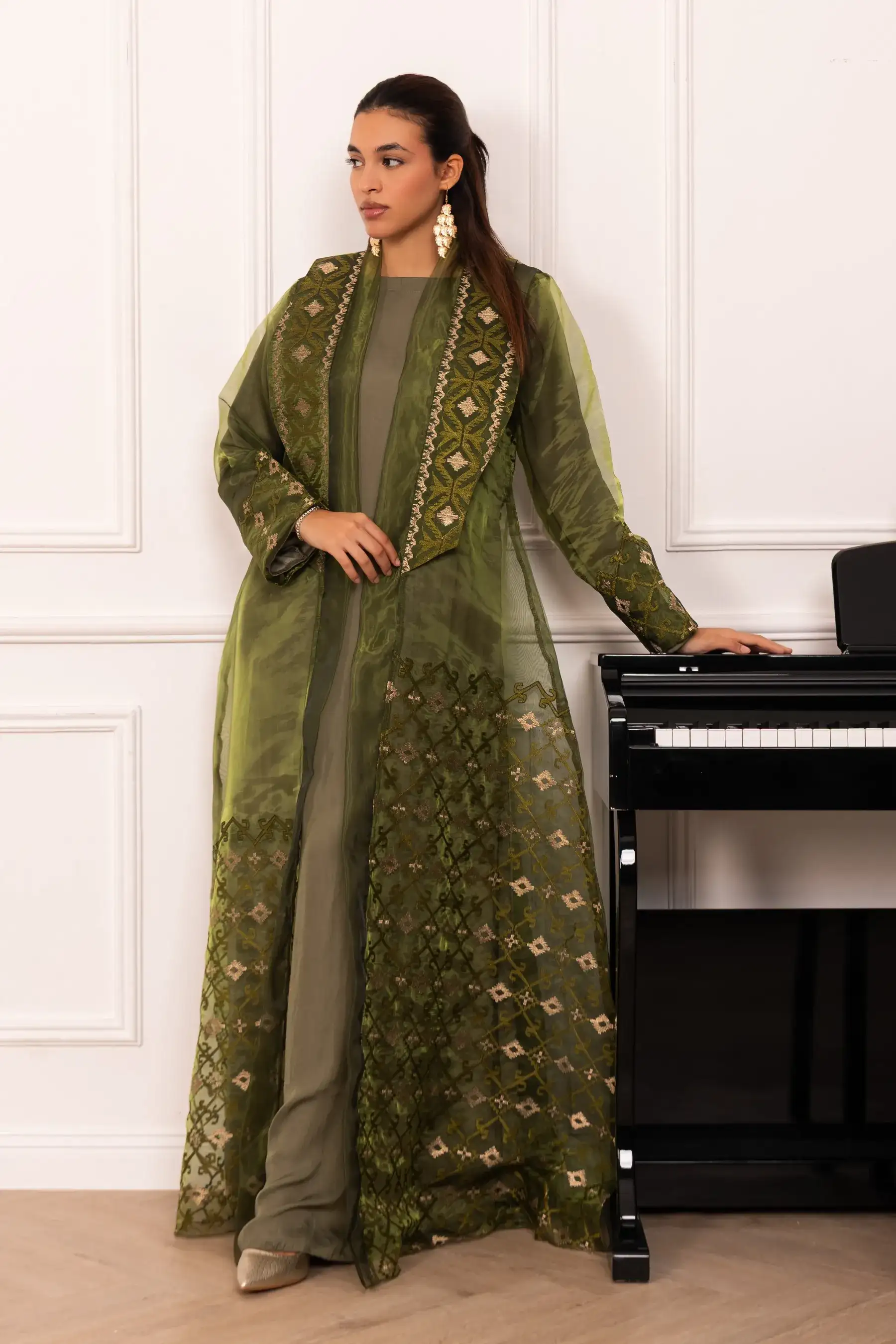 Paisley Kimono Set - Dark Moss