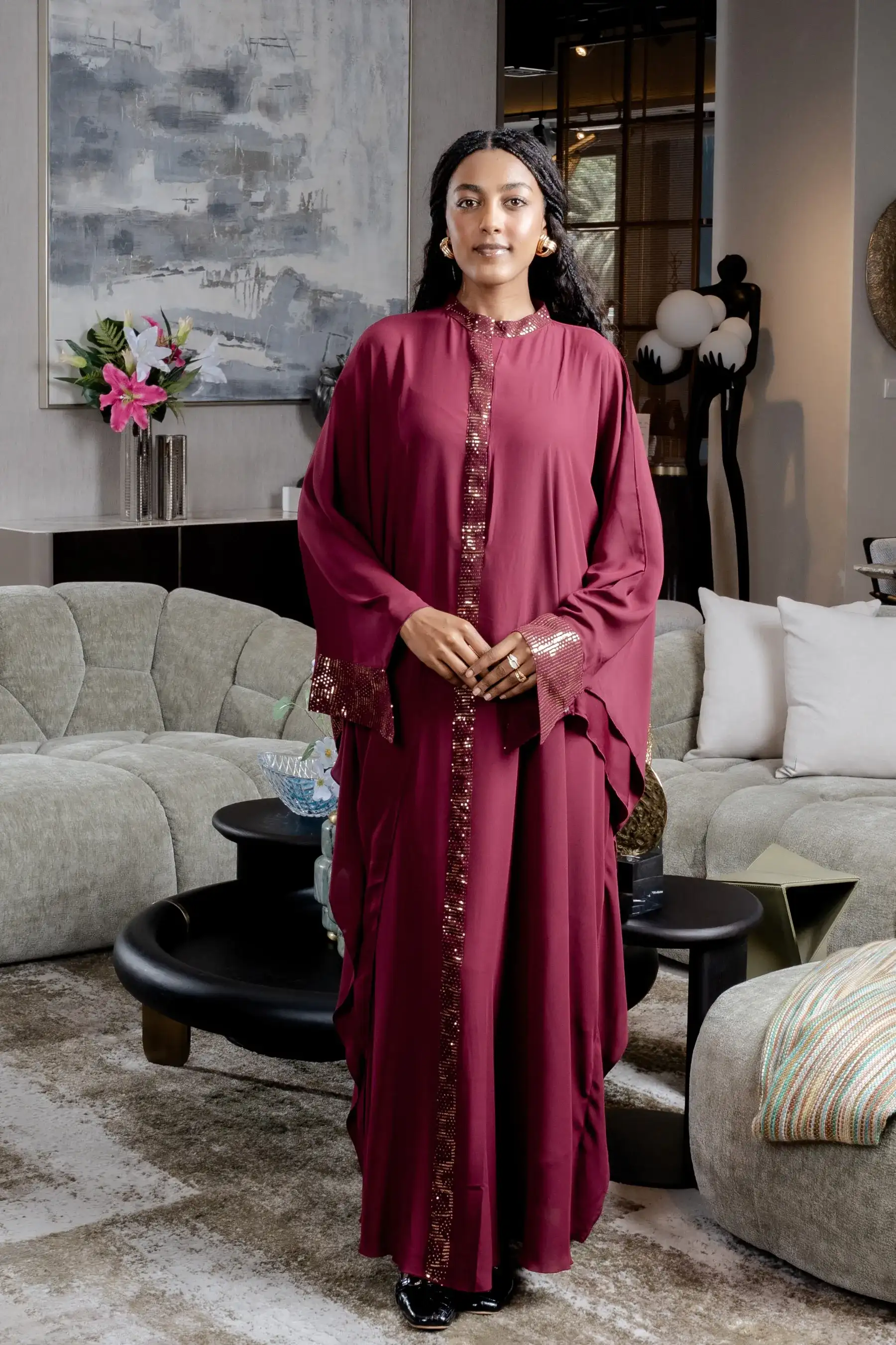 Aazrak Abaya - MAROON
