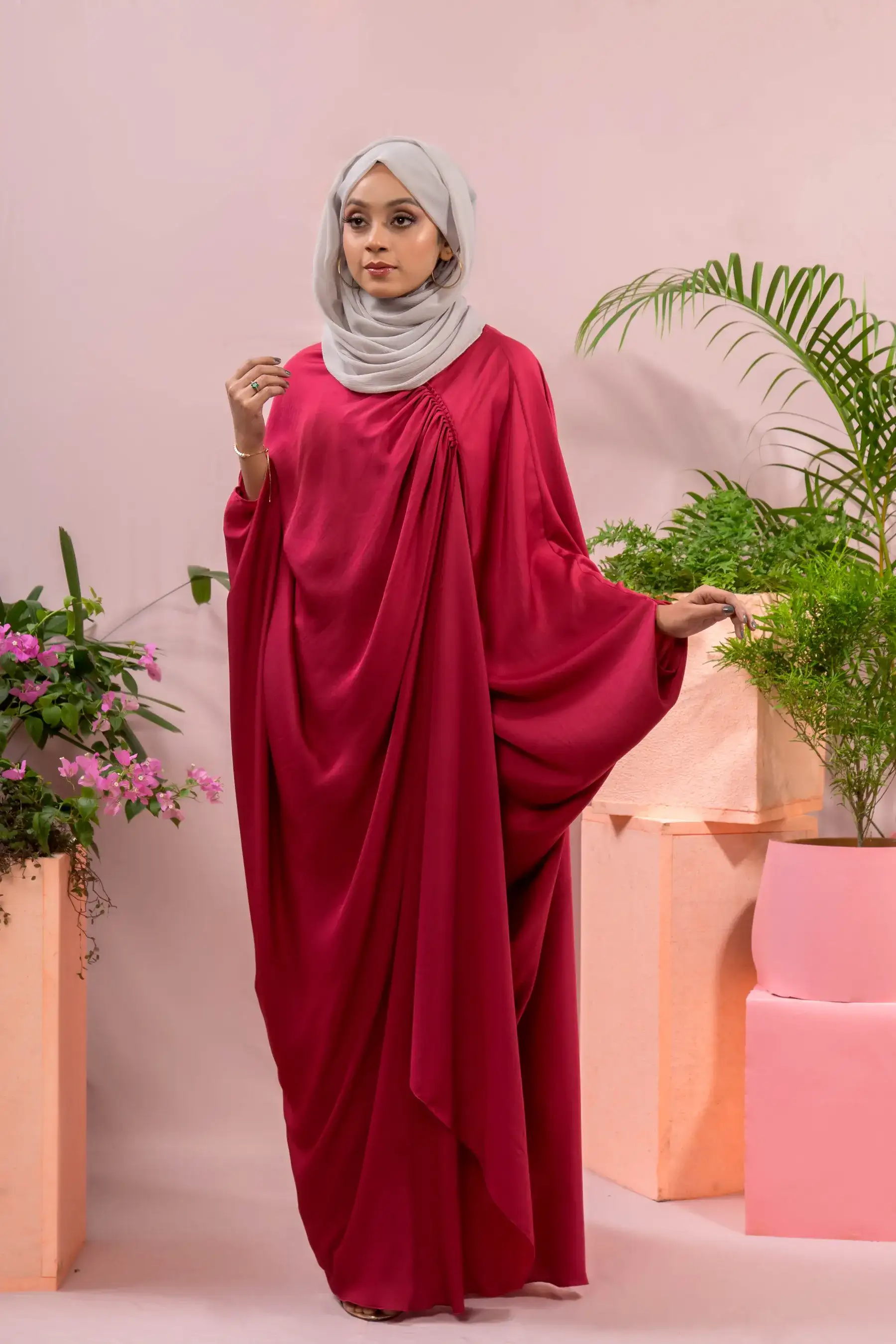 Solid Roman ABAYA - BERRY