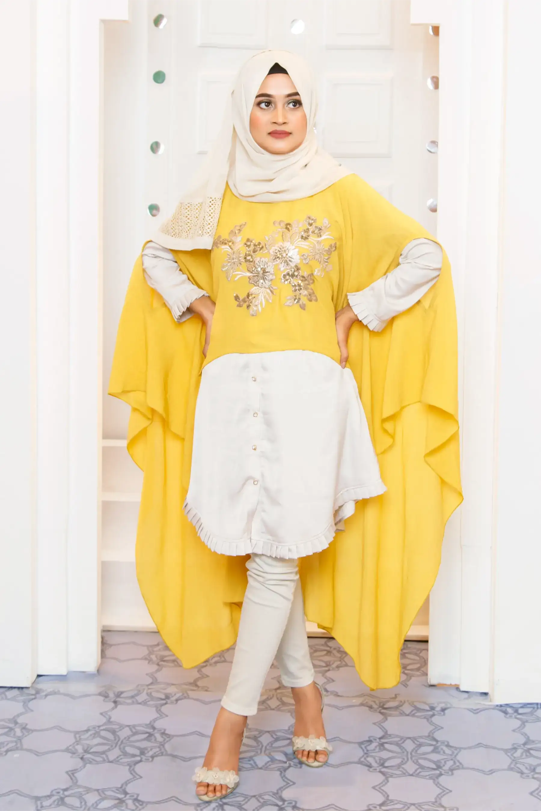 High Low Poncho - MUSTARD