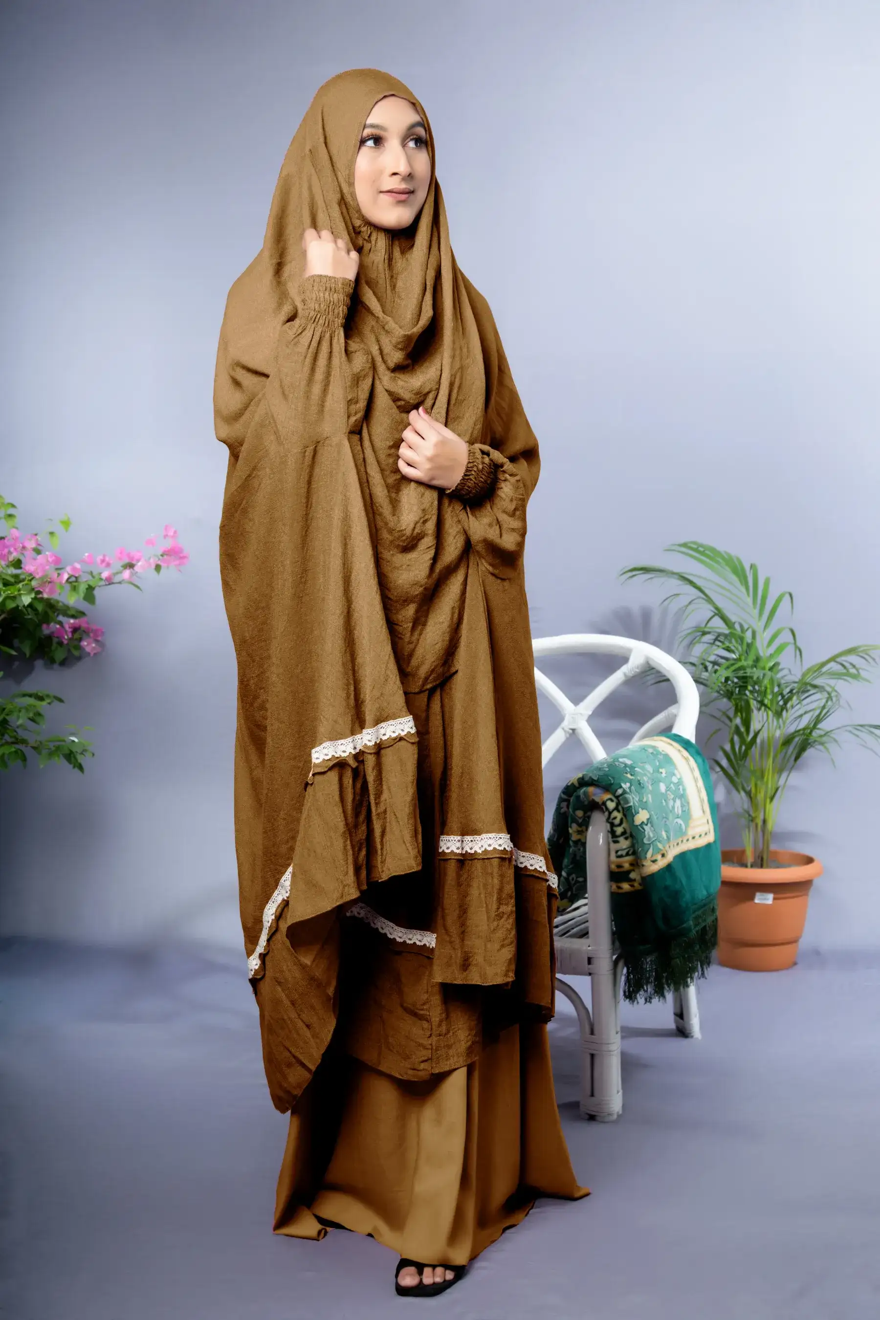 Lace Khimar - Caramel