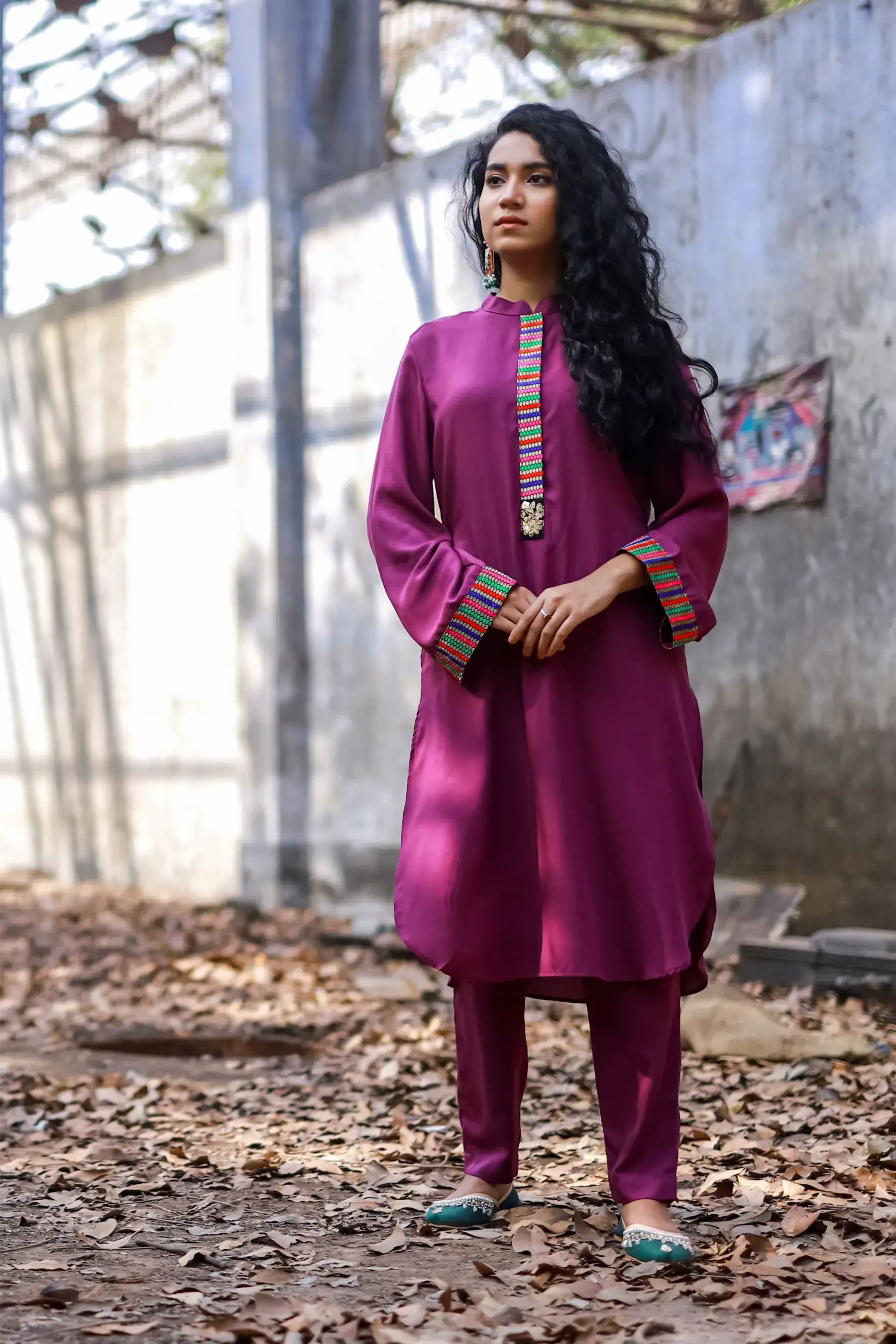 Exclusive Linen Kabli Set - PURPLE
