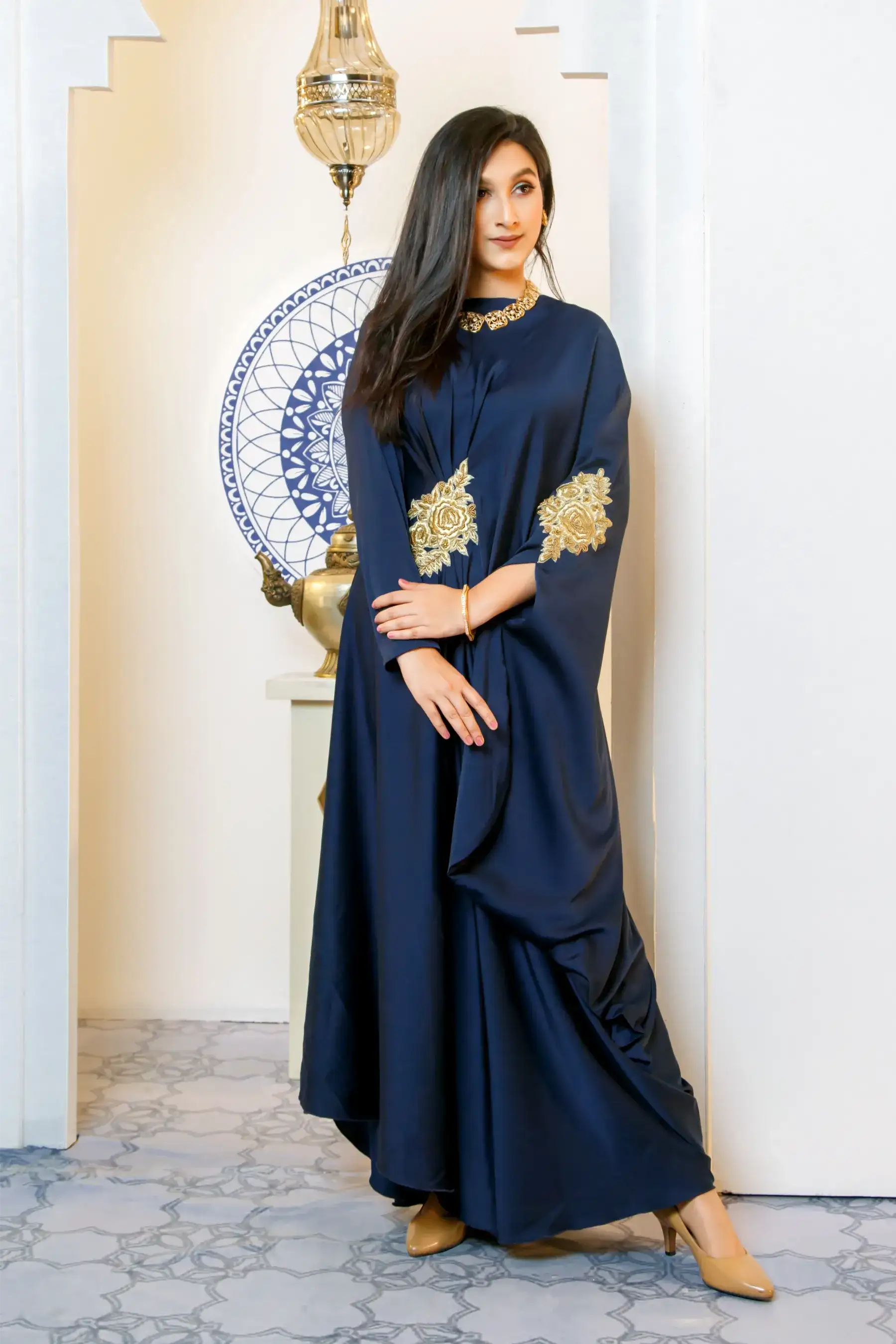 Asymmetric Greek Gown - MIDNIGHT BLUE