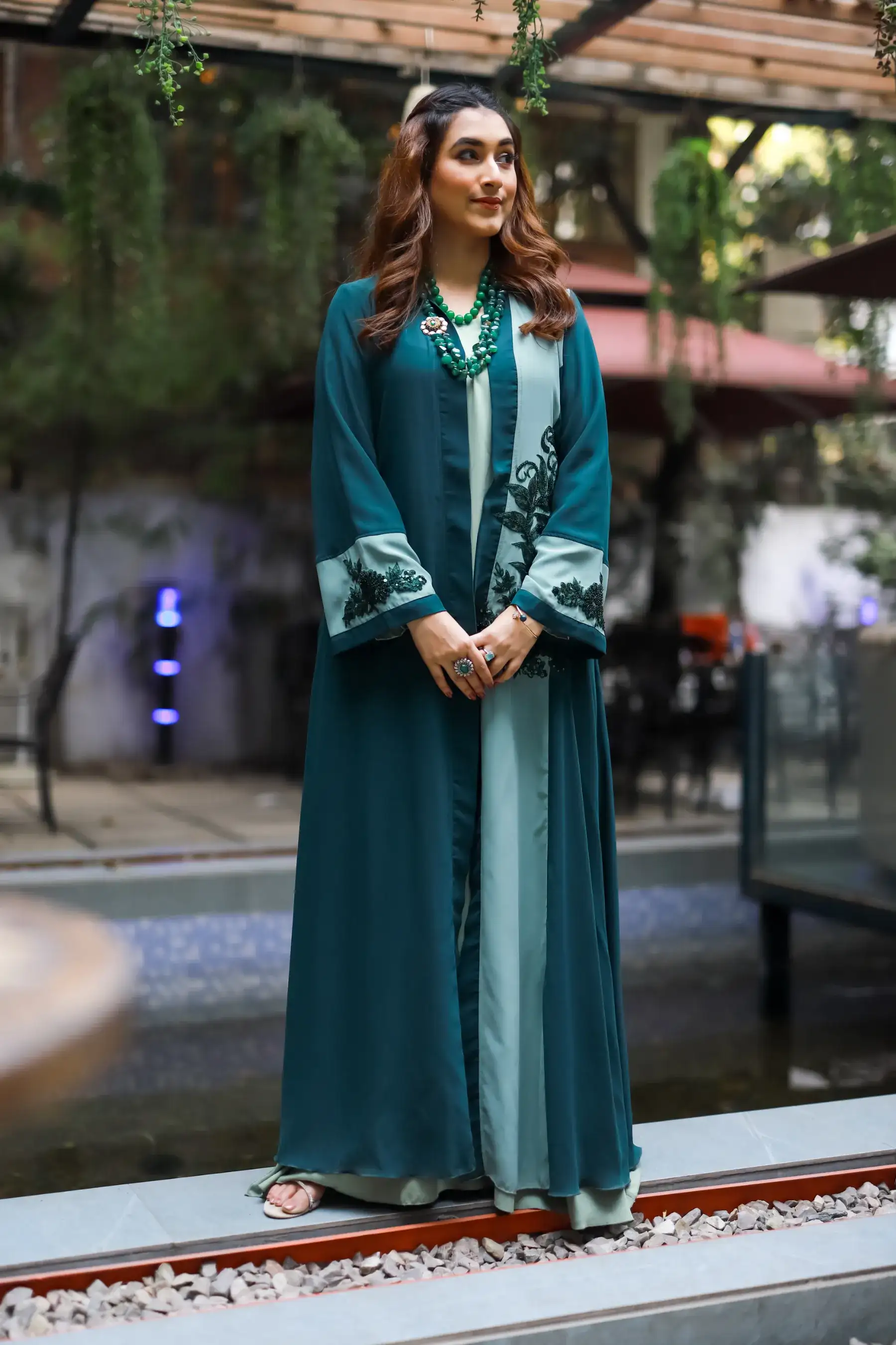 Duo Crome EMB Kimono - GREEN