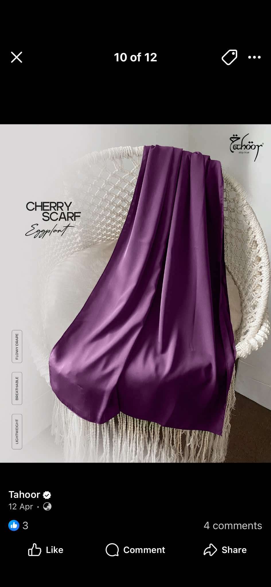 cherry scarf -eggplant
