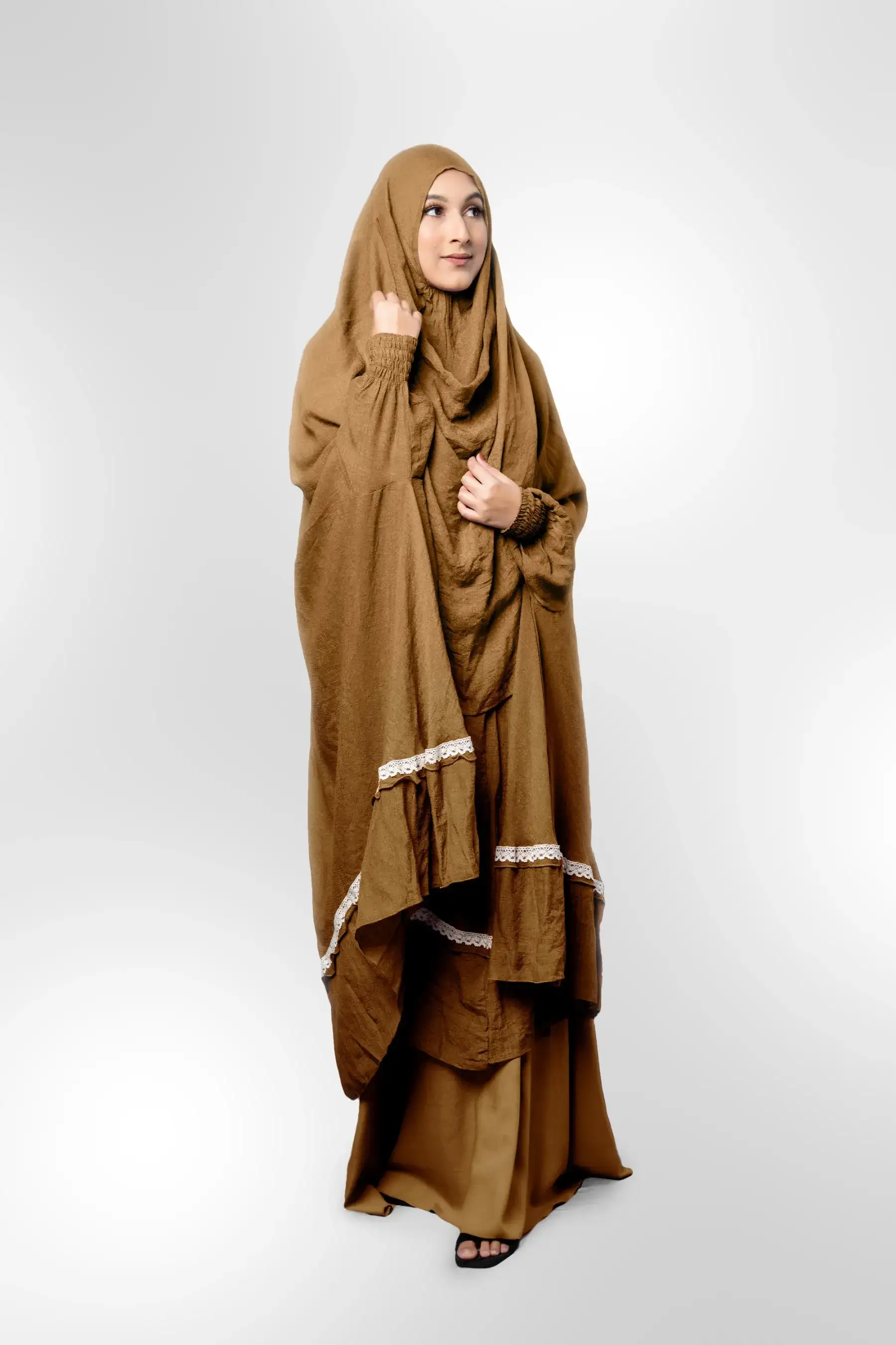 Lace Khimar - Caramel