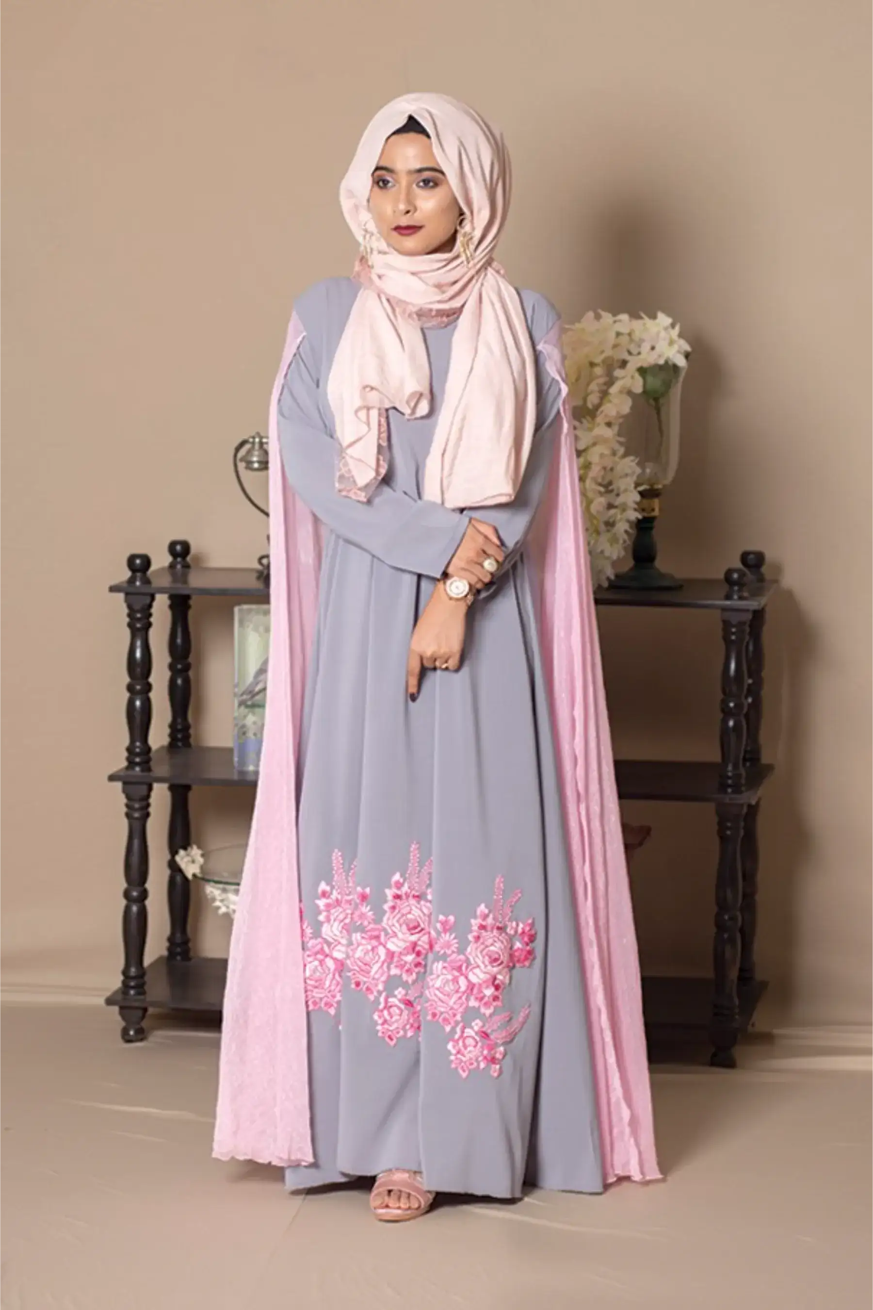 BLOSSOM EMB CAPE GOWN
