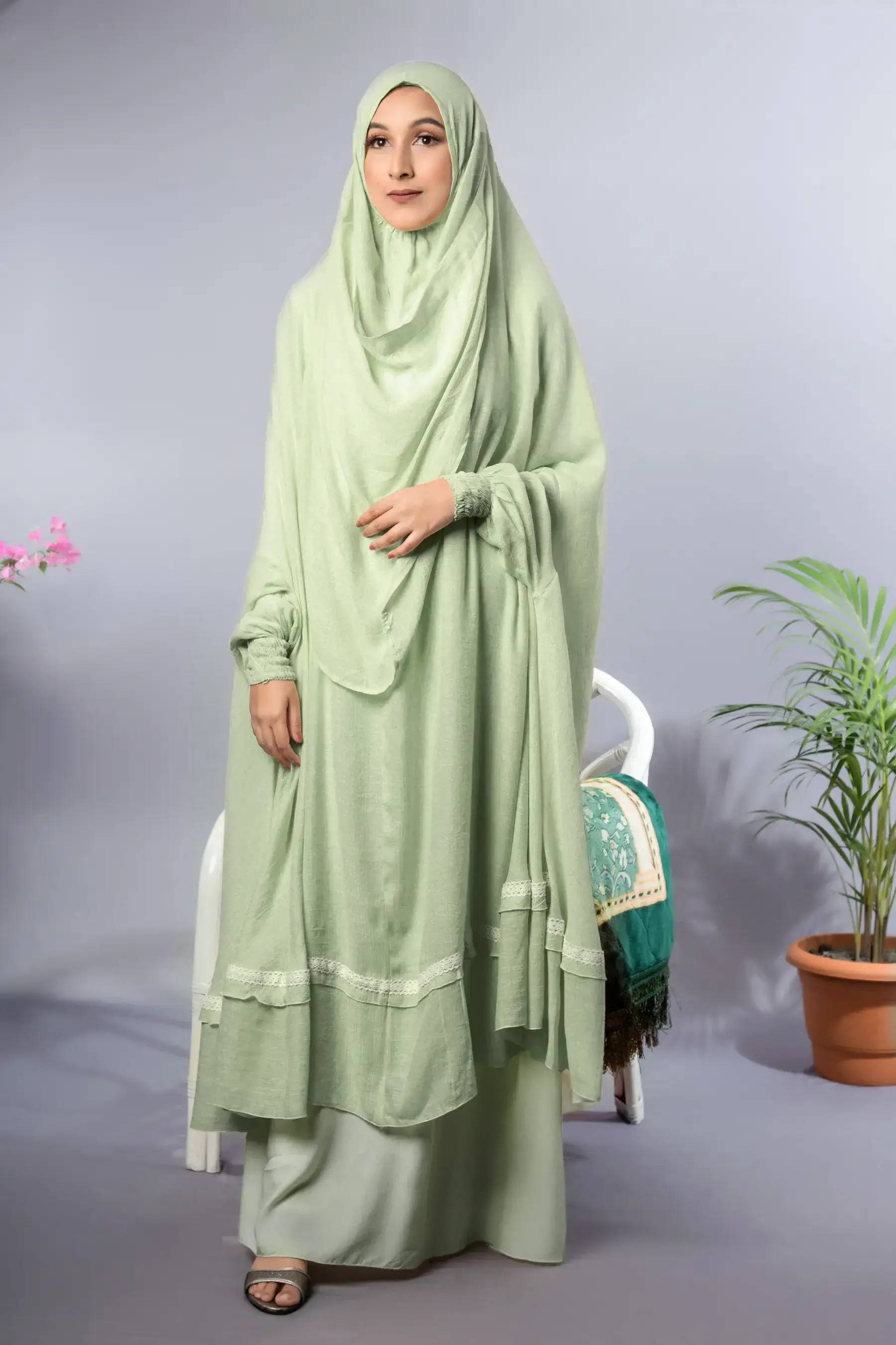 Lace Khimar - Mint