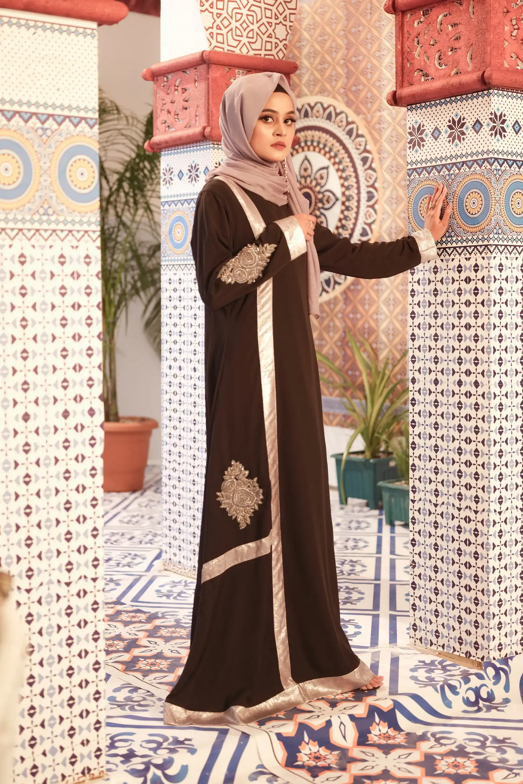 Classic Symetric Abaya-GREY