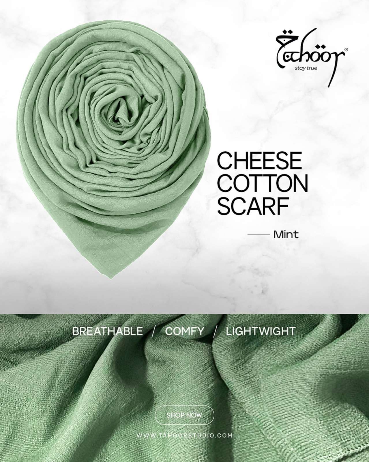 cheese cotton scarf -mint