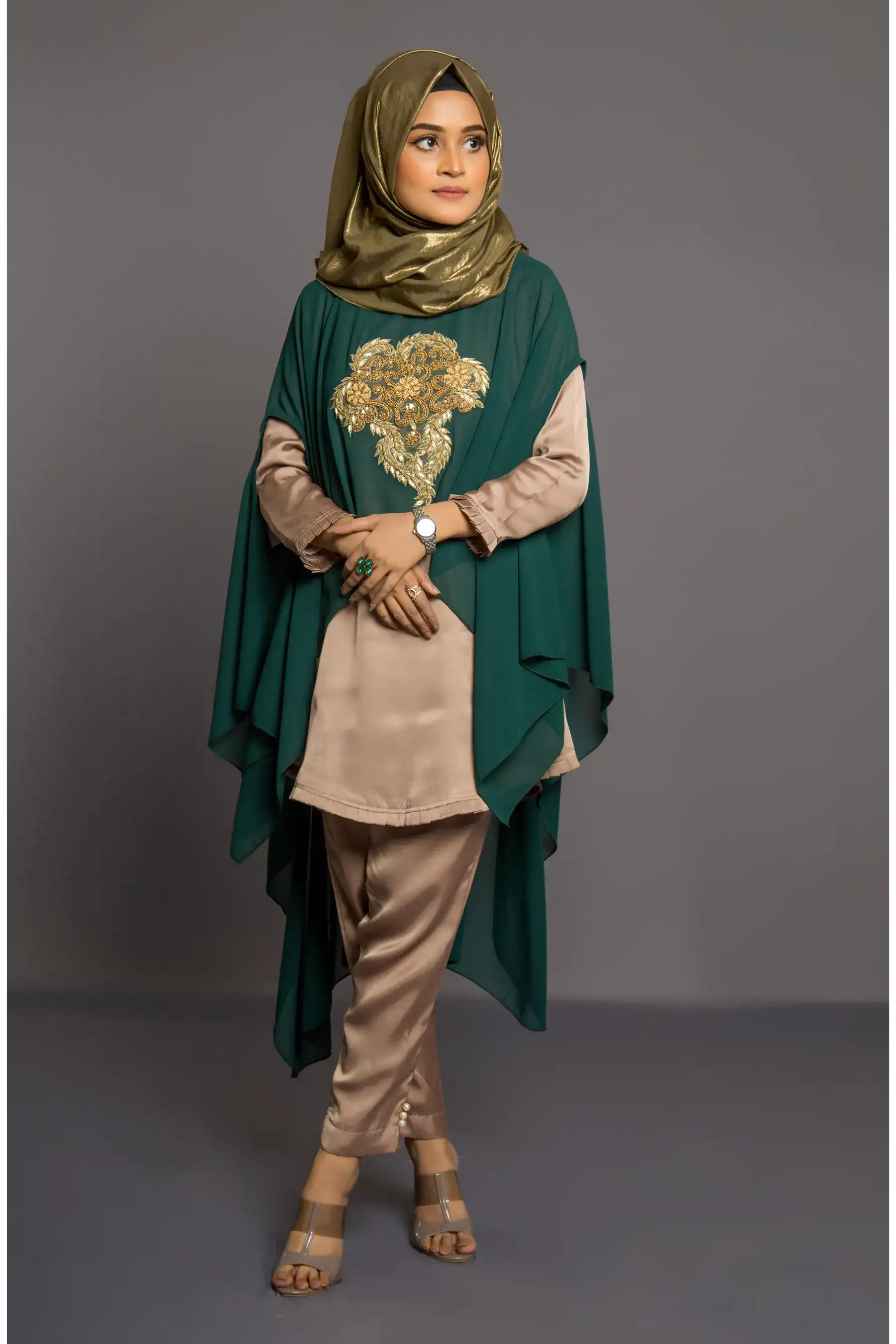 High Low Poncho - GREEN