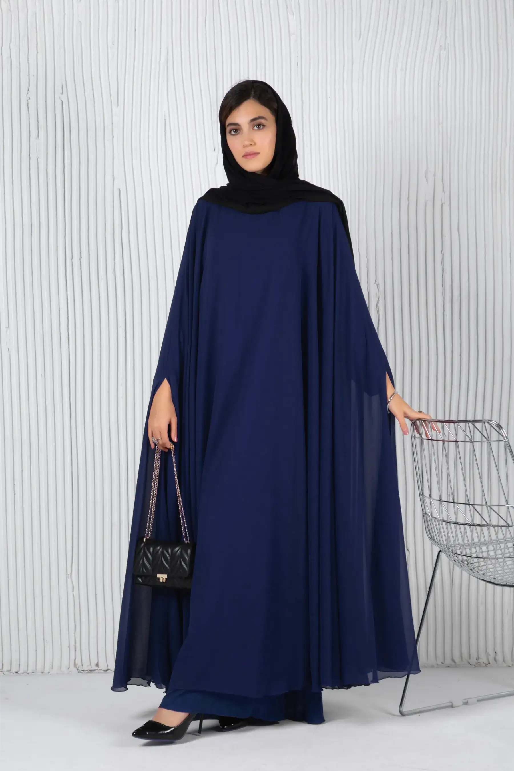 Solid Cape GOWN-NAVY