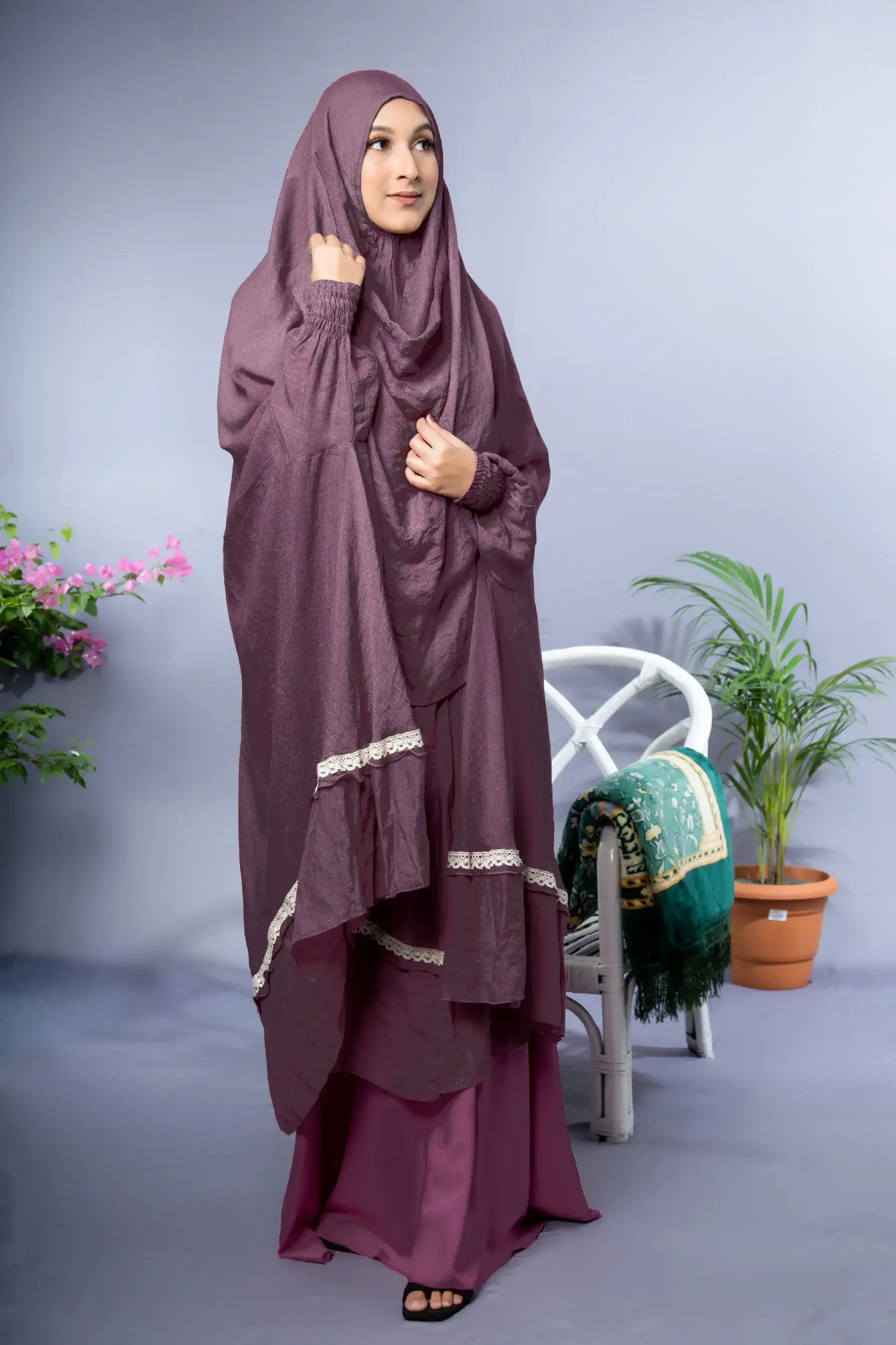 Lace Khimar - Pale Mauve