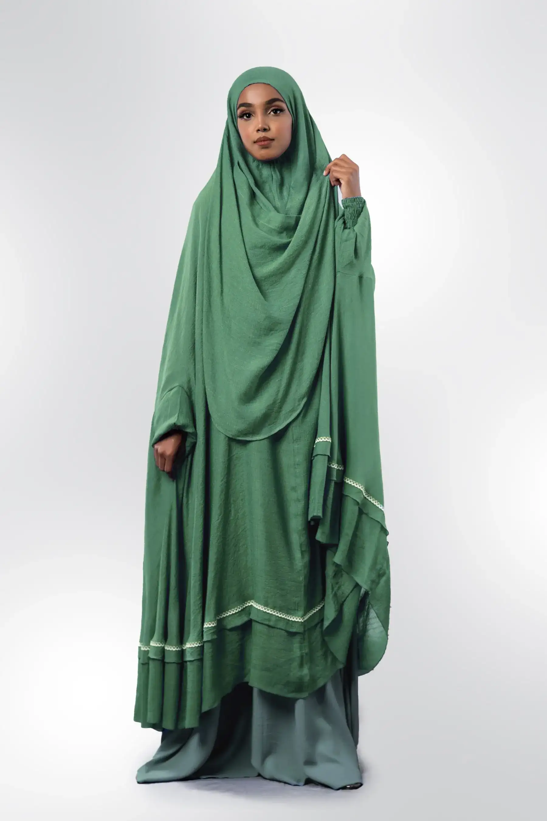Lace Khimar - Sage Green