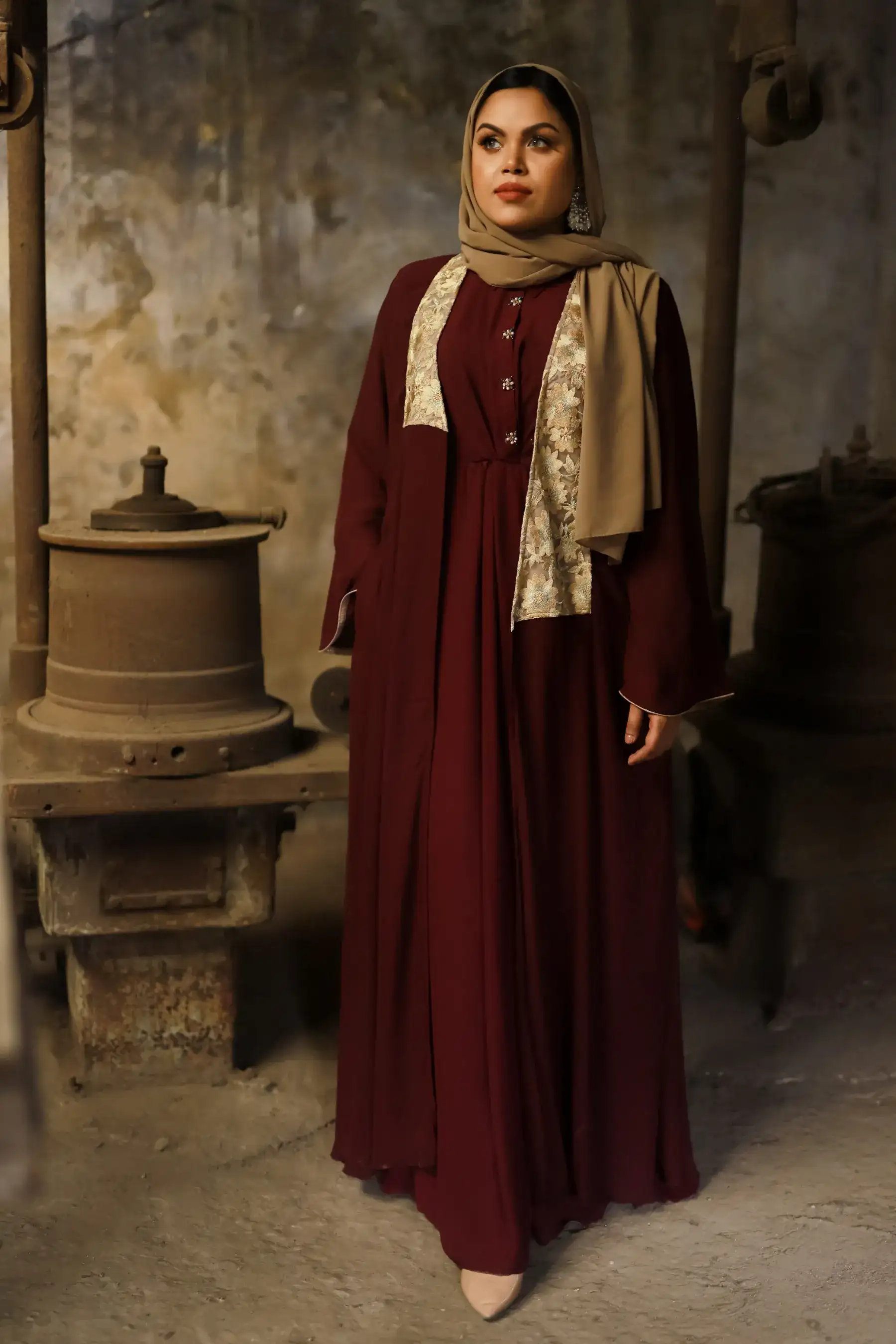Exclusive Collared Kimono - Burgundy
