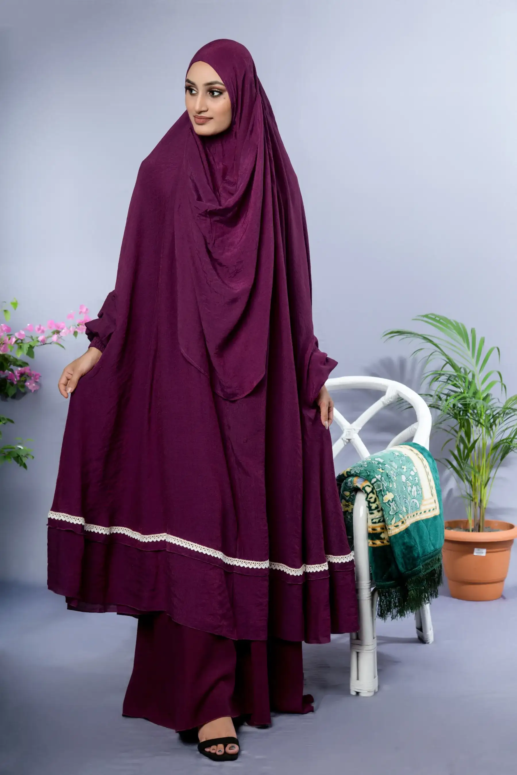 Lace Khimar - Purple