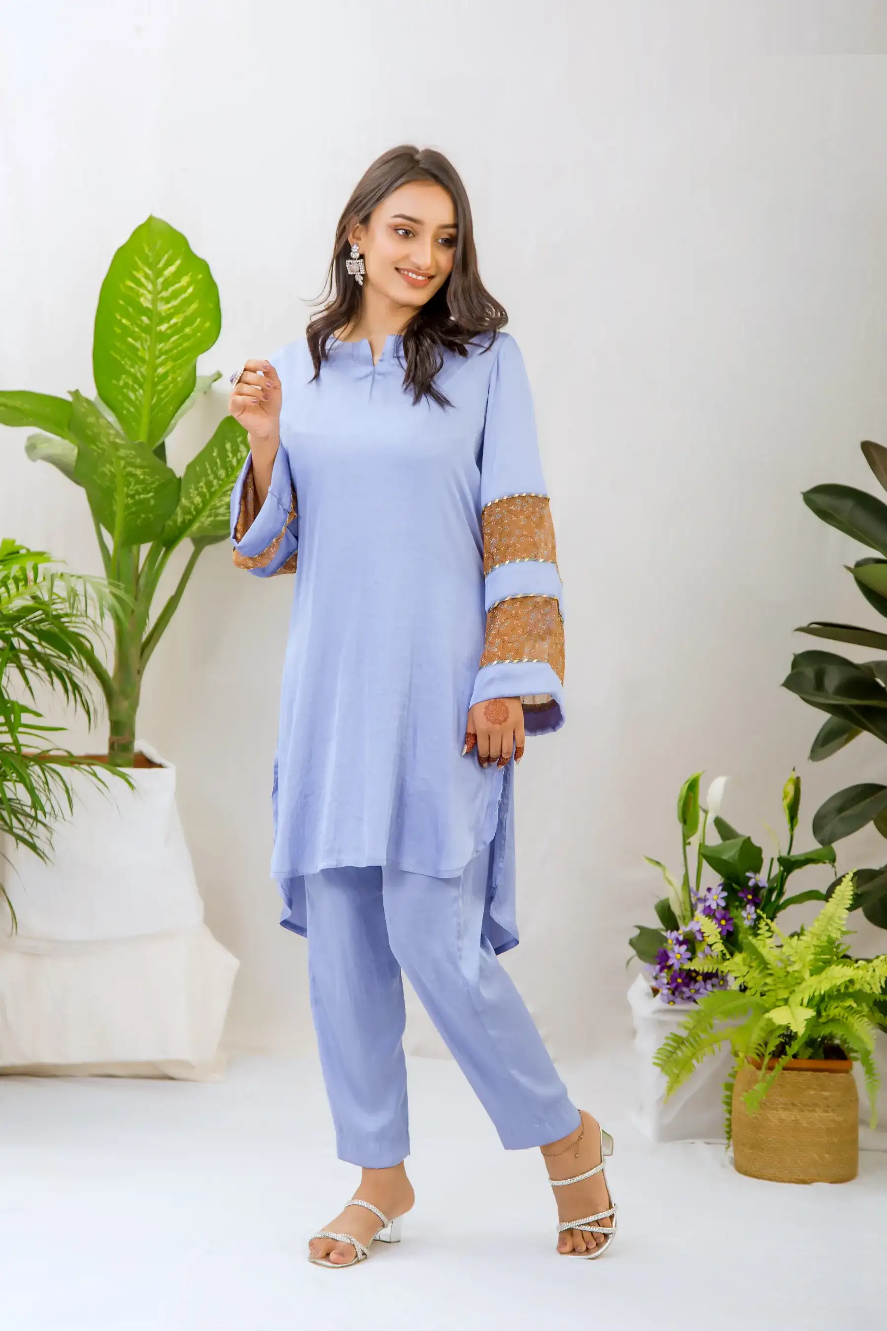 Silk Kurti Set - BABY BLUE