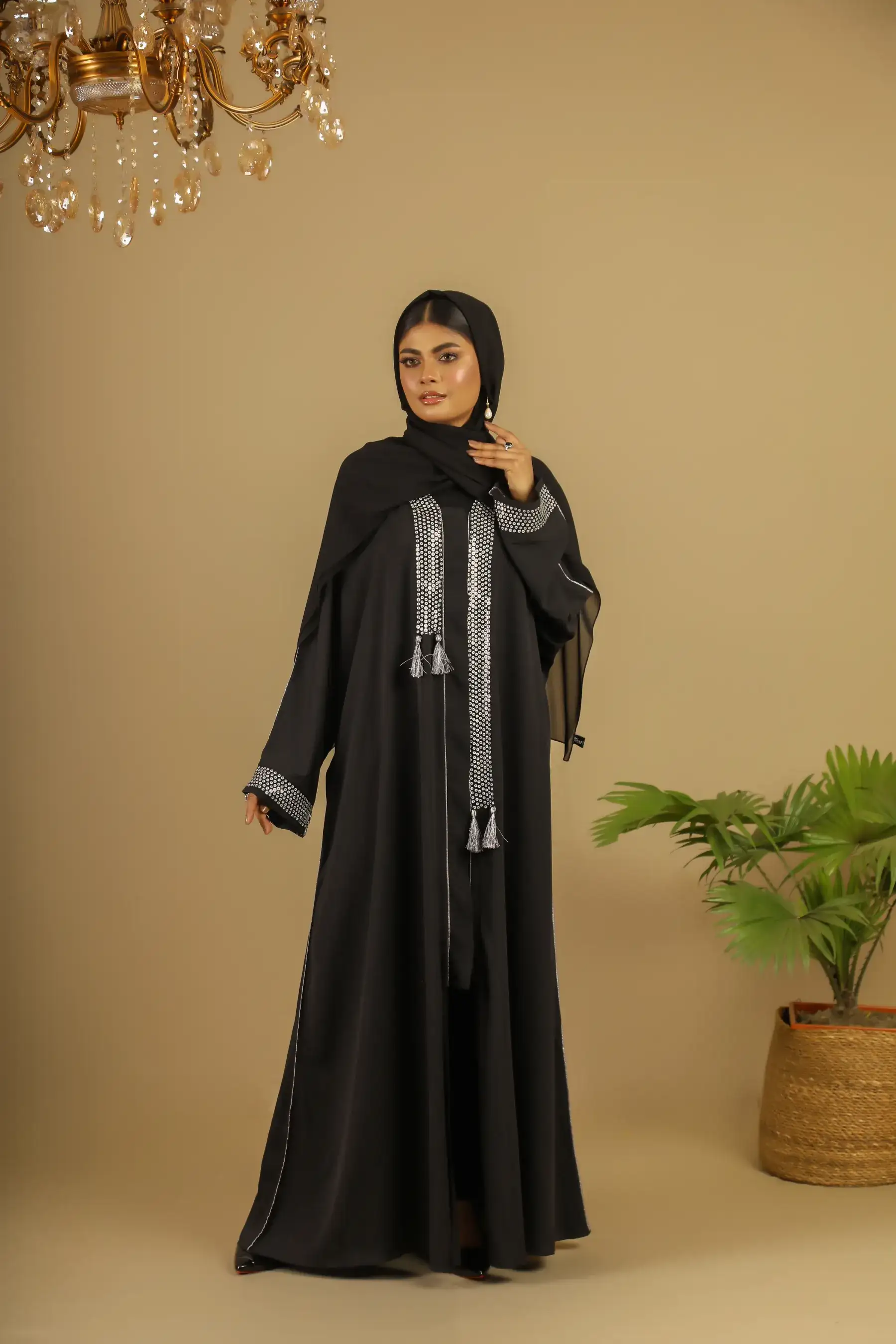 Asymmetric Border KIMONO - BLACK