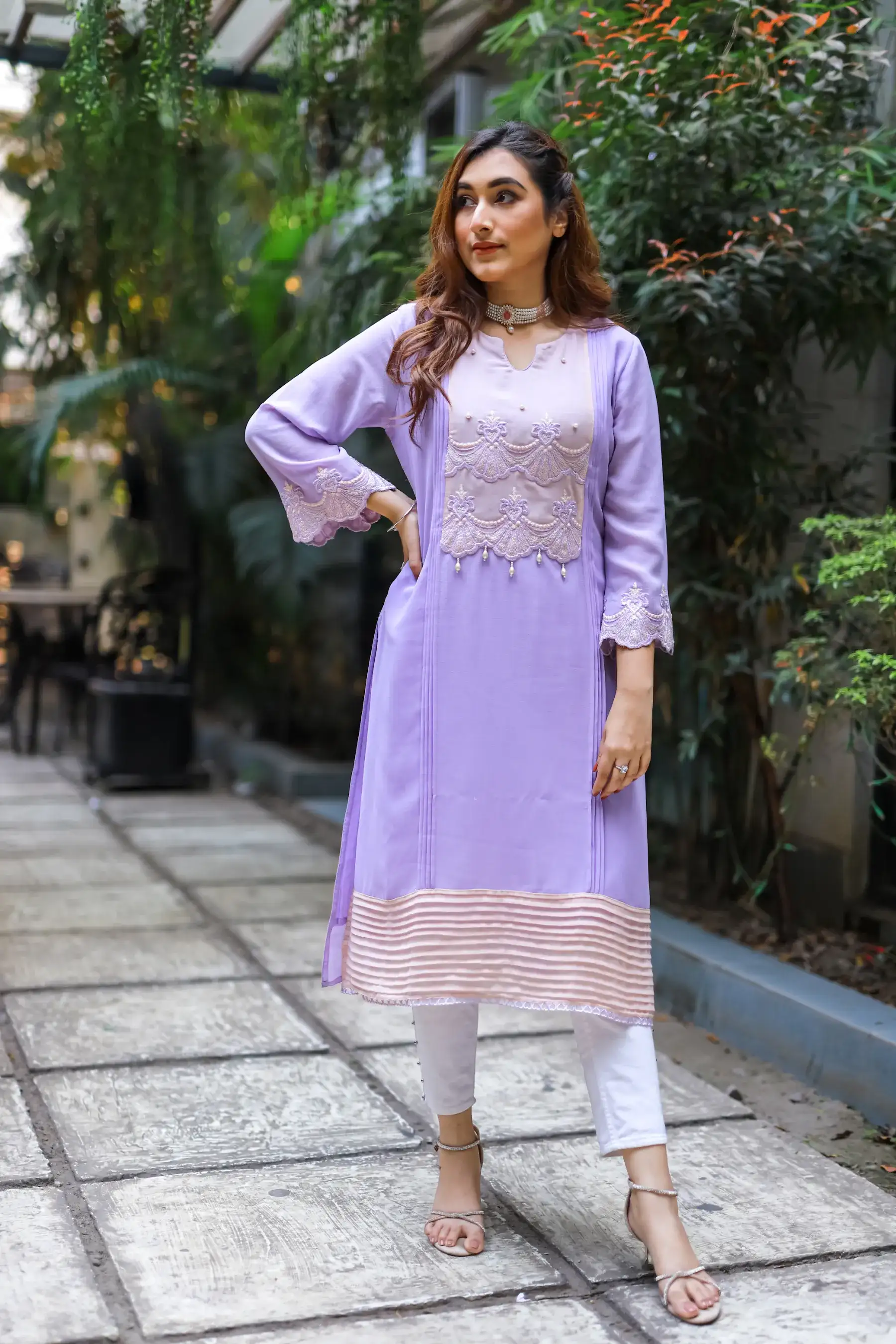 Emb Kurti - Lavender