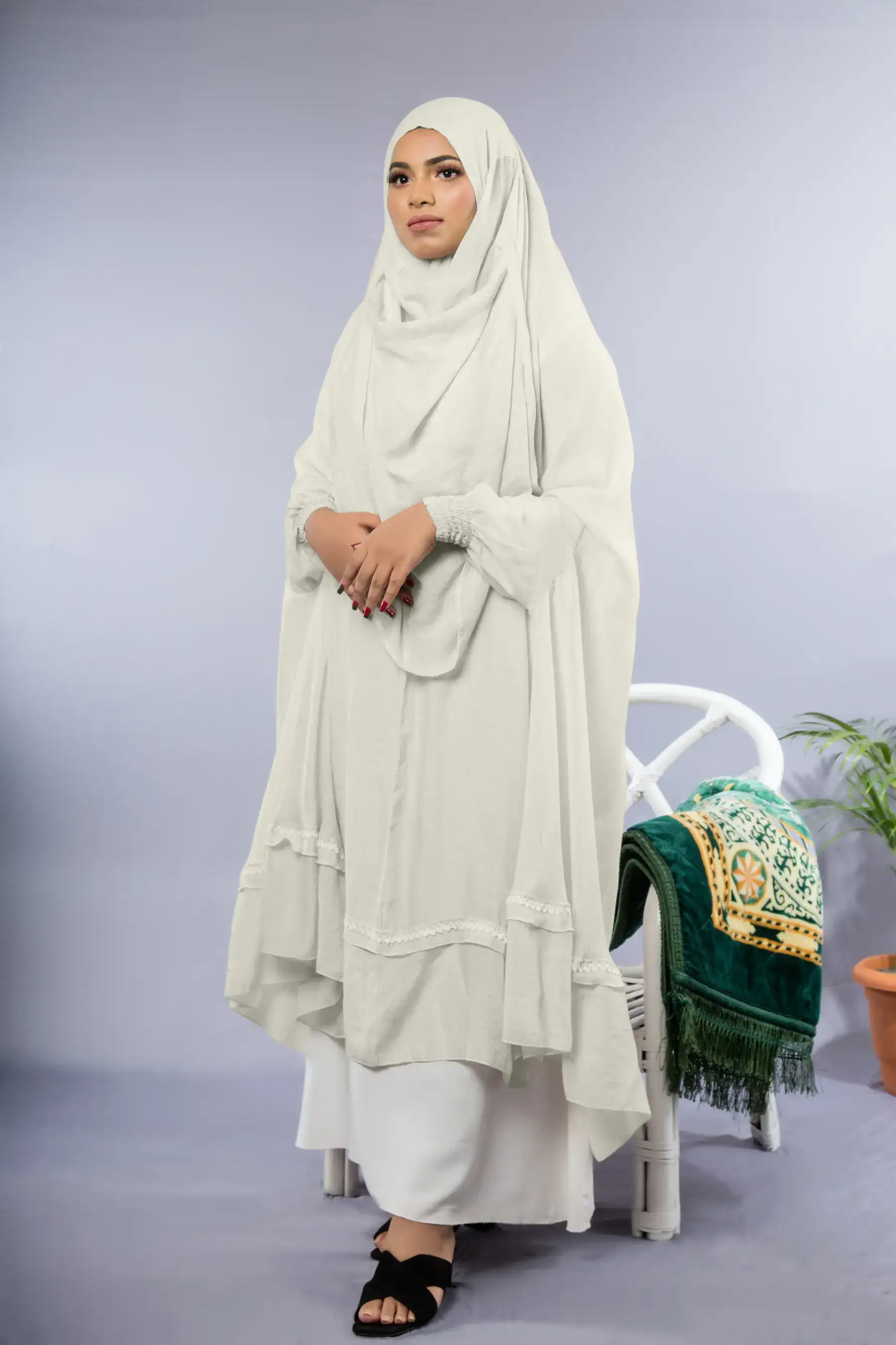 Lace Khimar – White