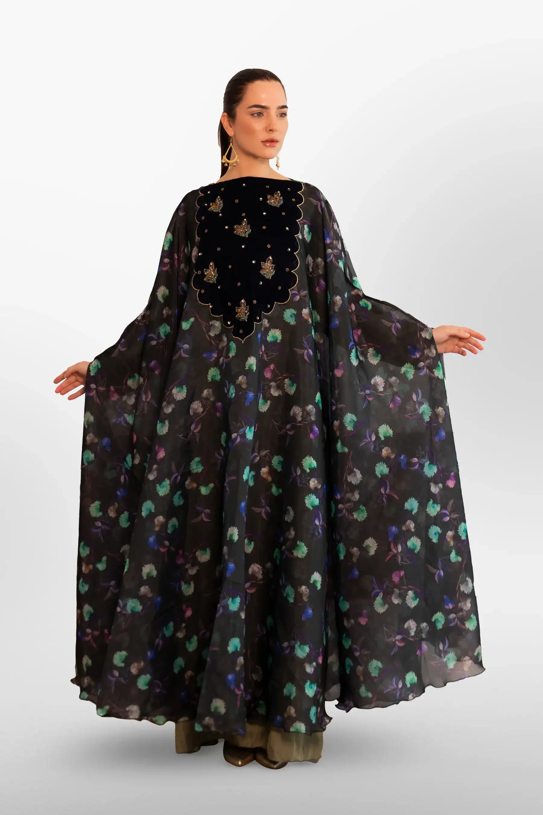 Hymn Cape Gown - BLACK