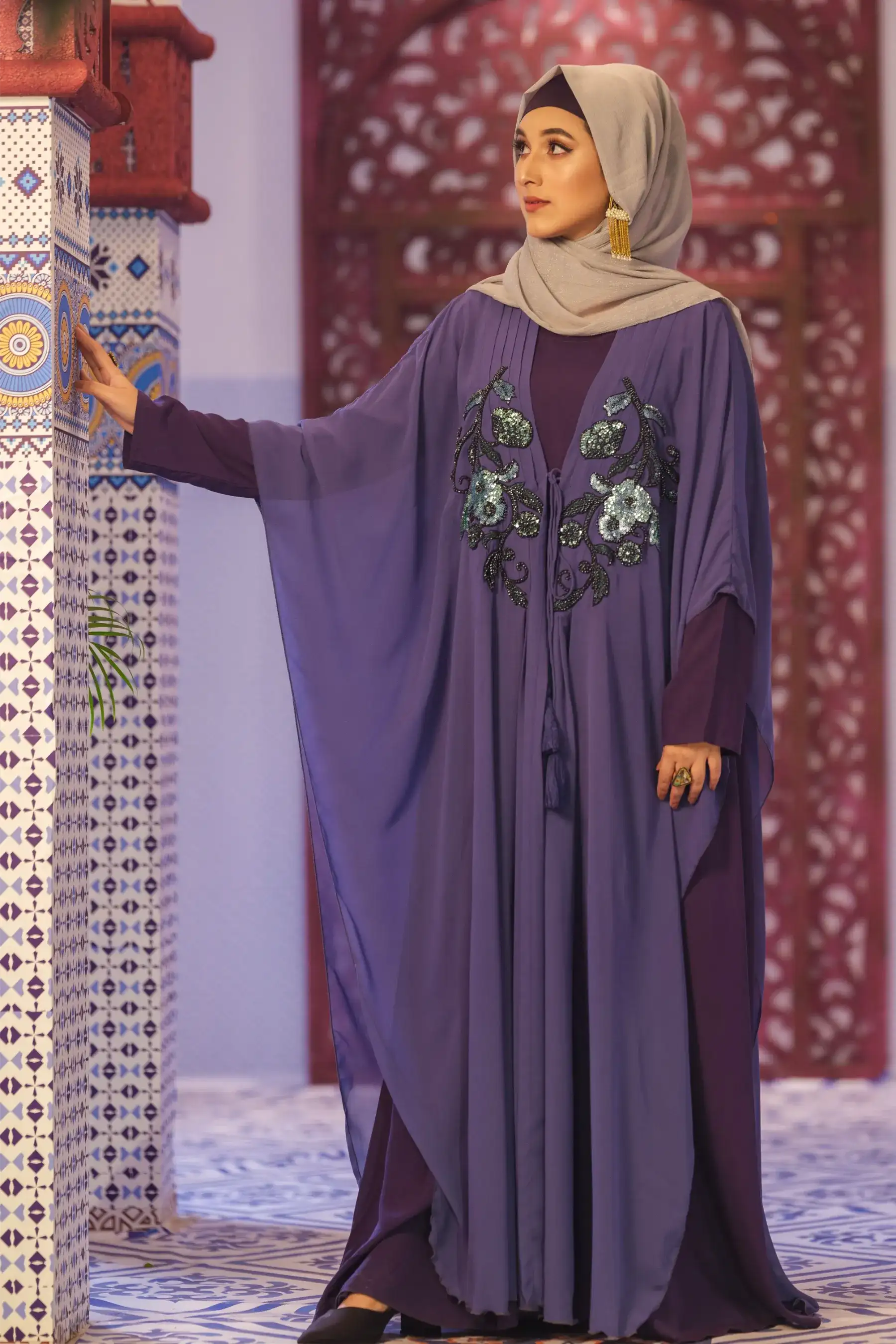 Helen Tassel Cape - BLUE