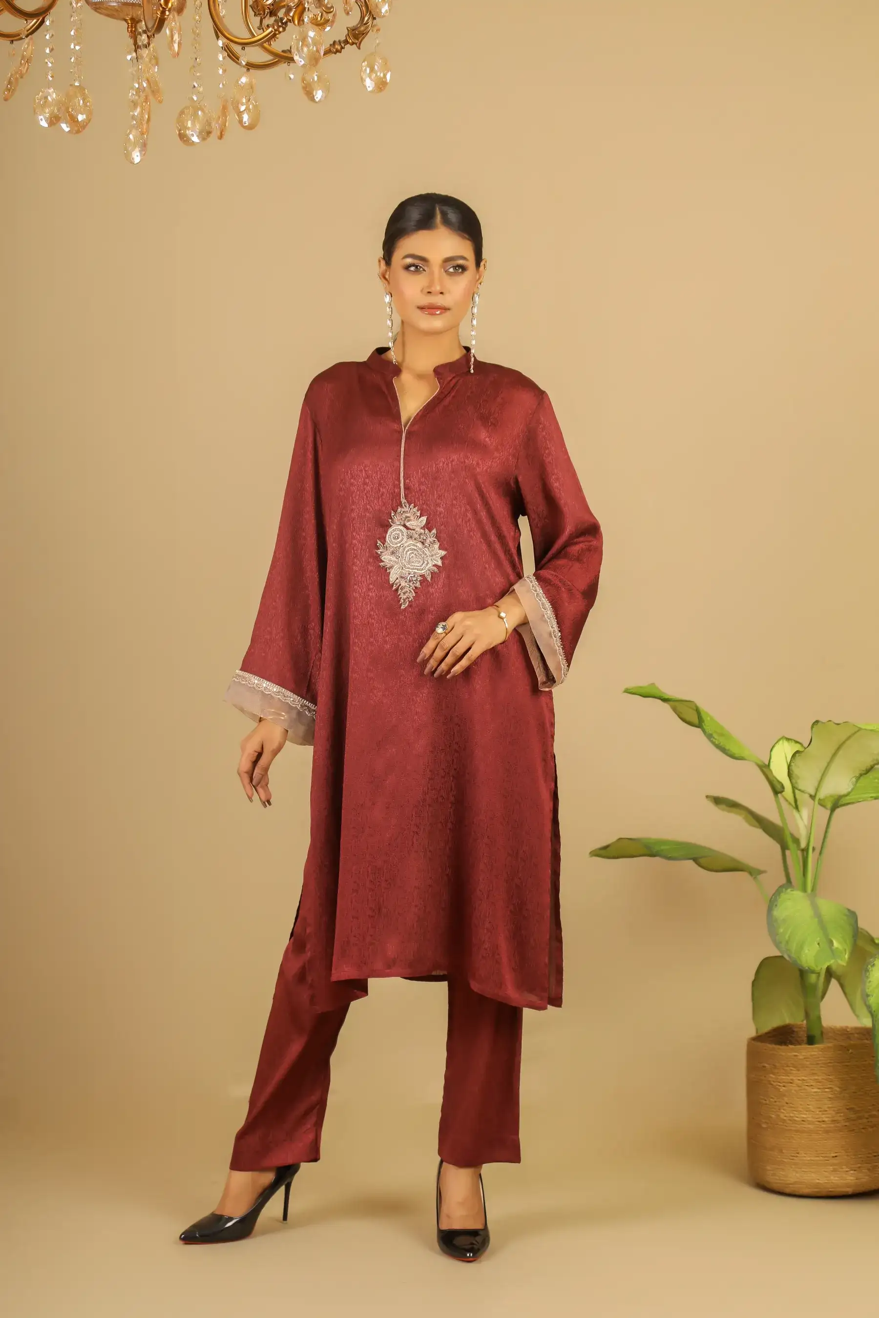 Crinkle Co-ord – Maroon