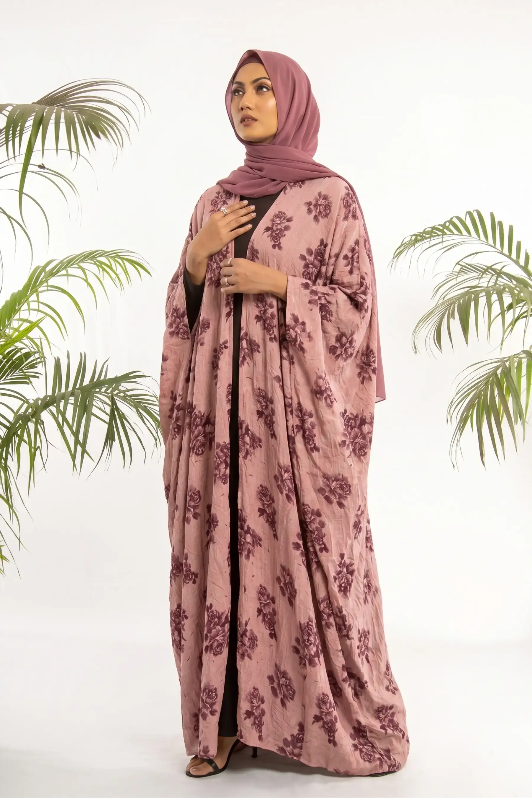 Print Knot Abaya - Pink